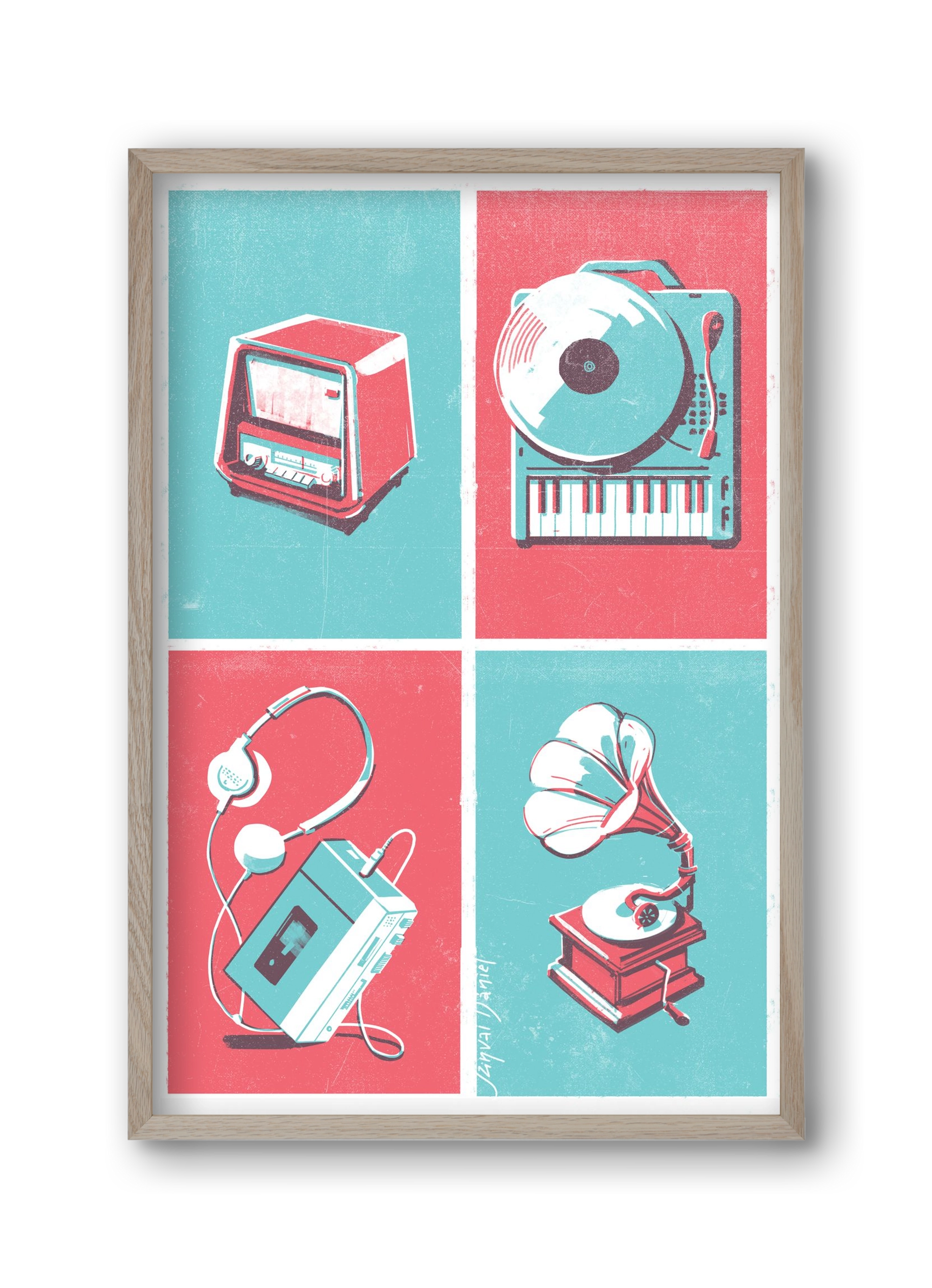 Music I., 30x45 cm (30x45 cm), Tölgy keret