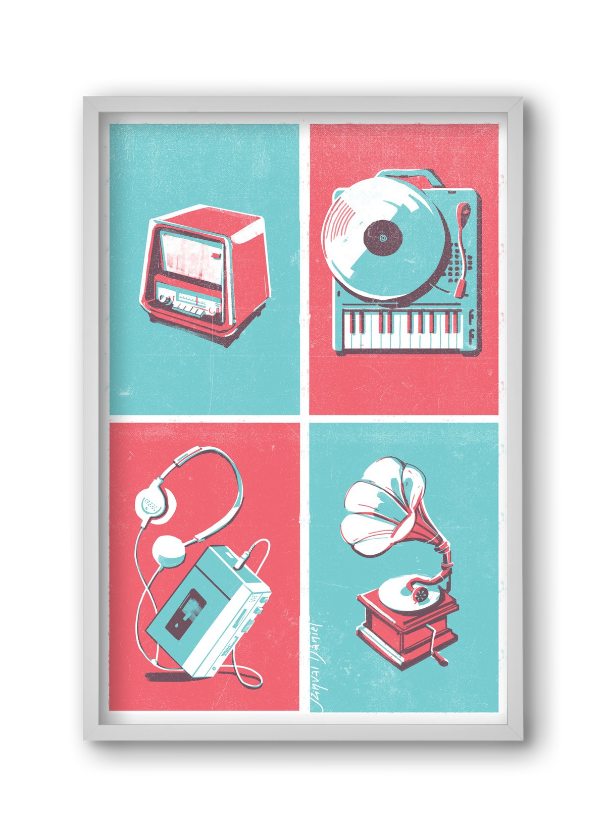 Music I., 30x45 cm (30x45 cm), Fehér keret