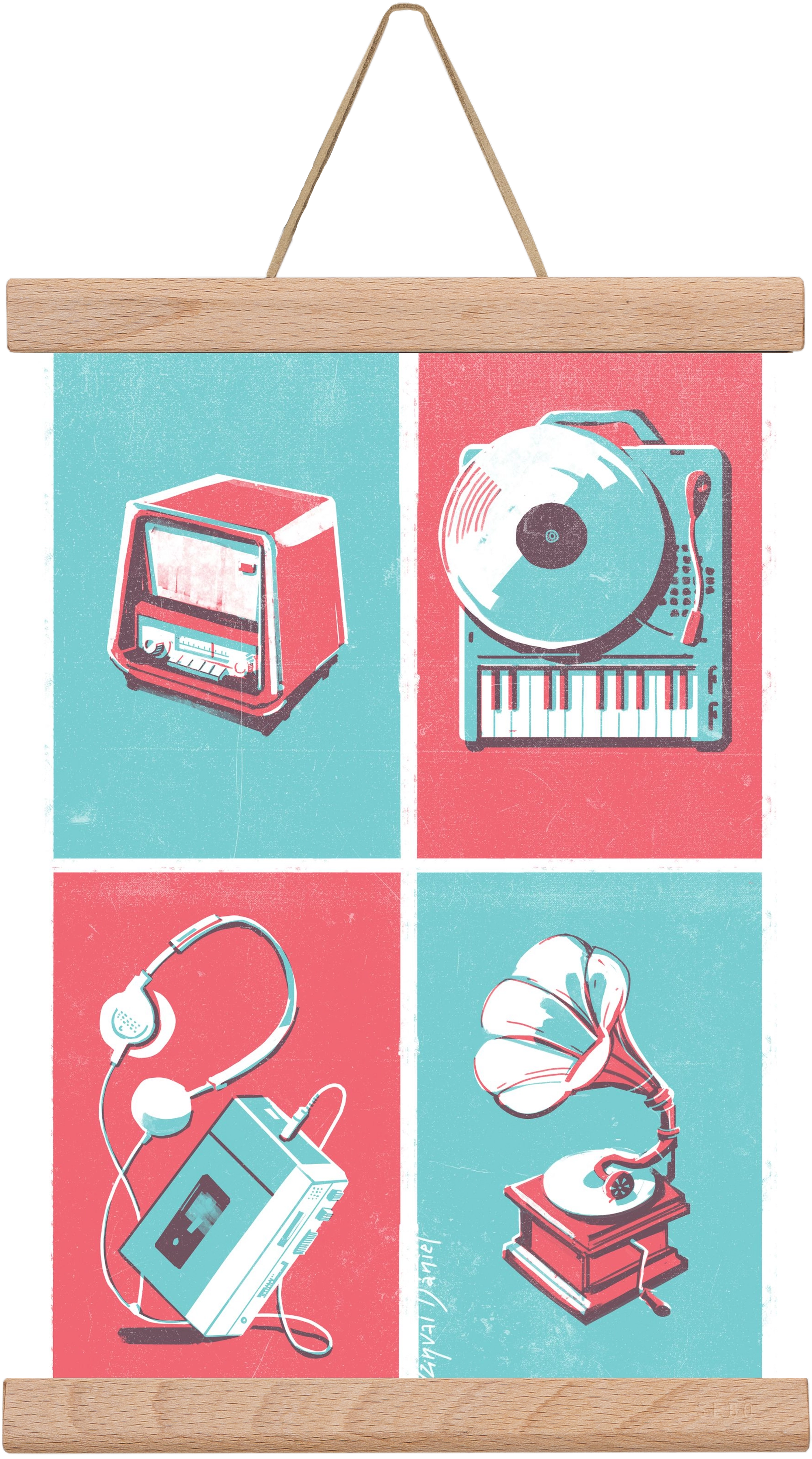 Music I., 20x30 cm (20x30 cm), Tölgy akasztó