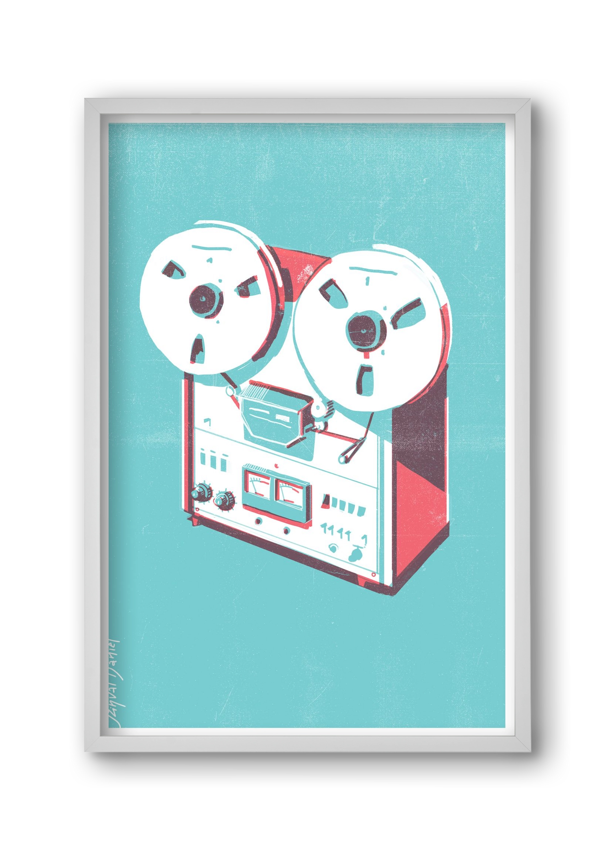 Tape recorder, 30x45 cm (30x45 cm), Fehér keret