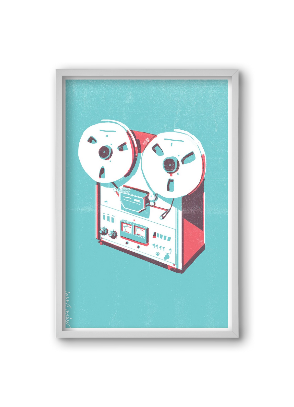 Tape recorder, 20x30 cm (20x30 cm), Fehér keret