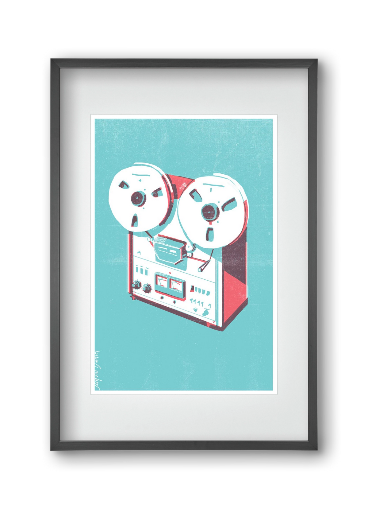 Tape recorder, 30x45 cm (20x30 cm), Fekete keret, paszpartuval