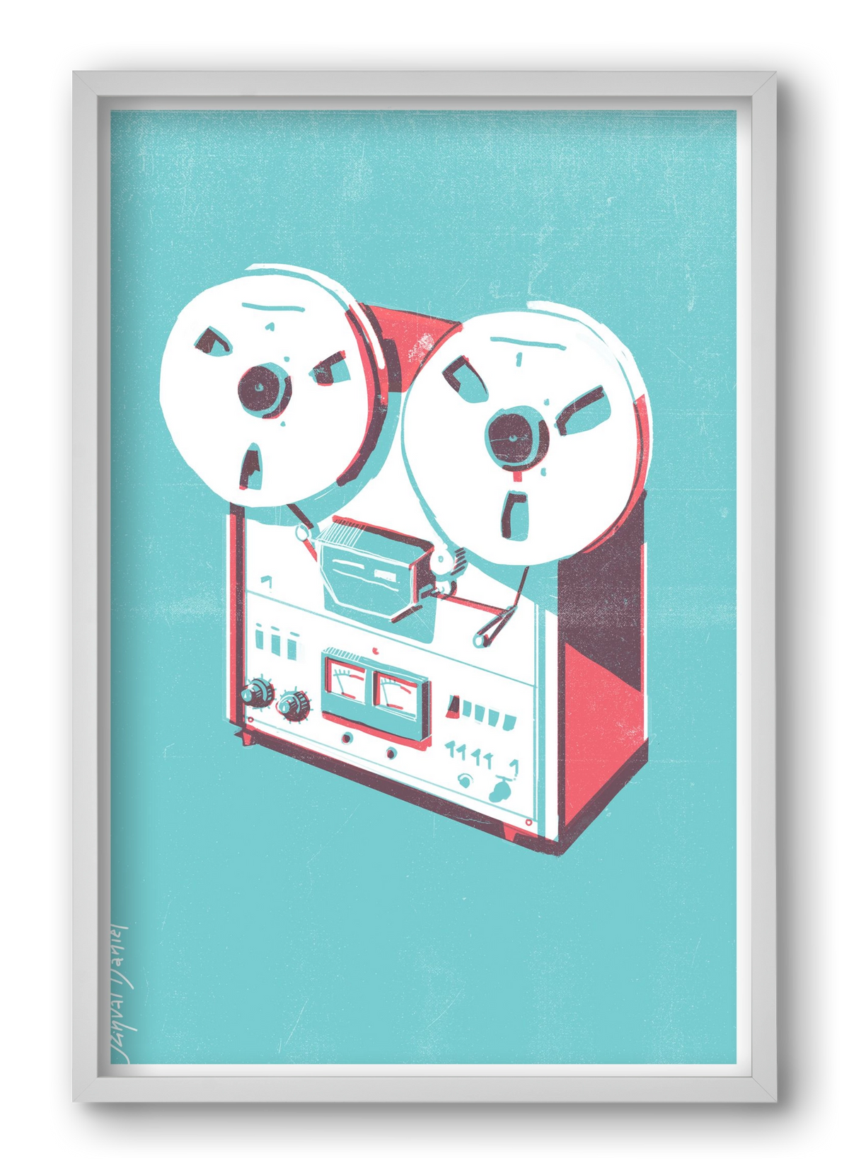 Tape recorder, 40x60 cm (40x60 cm), Fehér keret