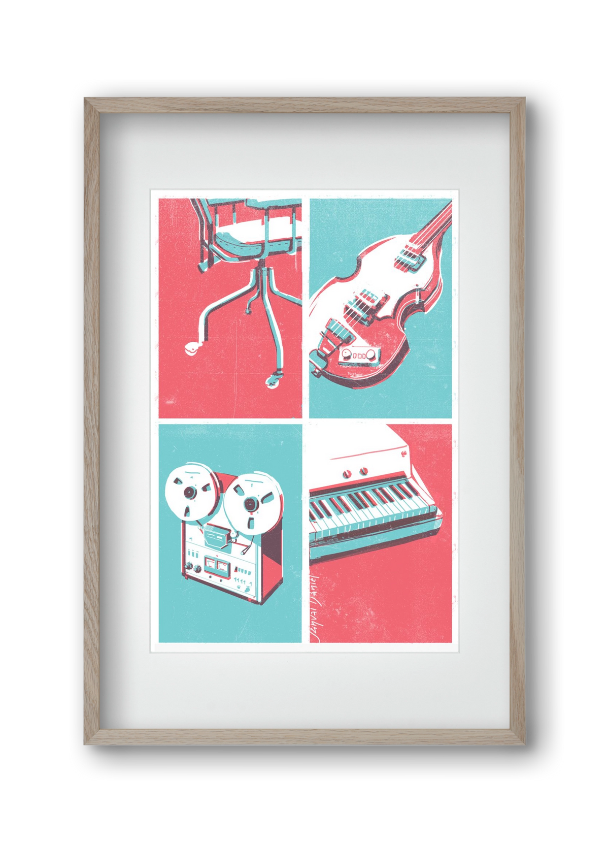 Music II., 30x45 cm (20x30 cm), Tölgy keret, paszpartuval