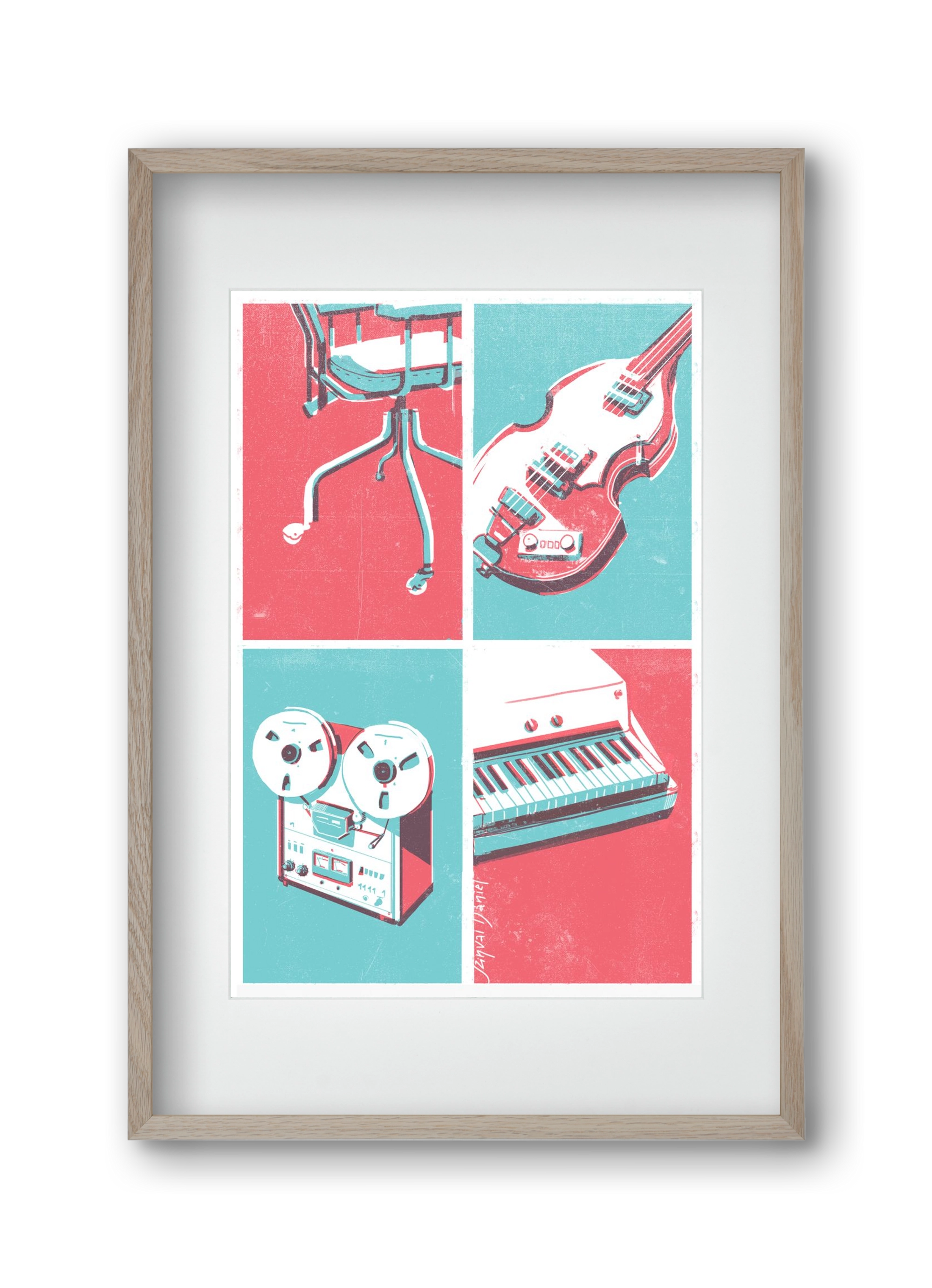 Music II., 30x45 cm (20x30 cm), Tölgy keret, paszpartuval