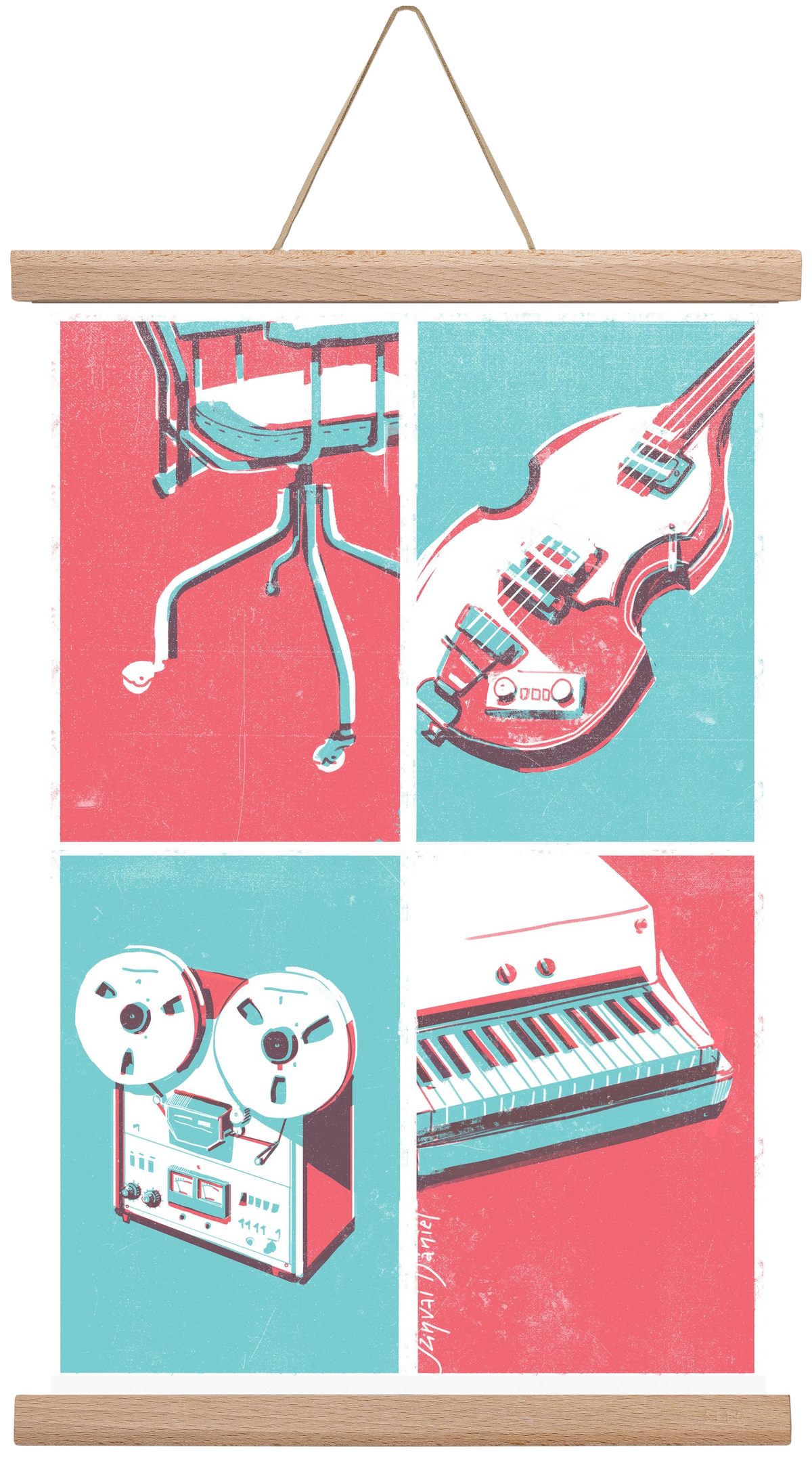 Music II., 30x45 cm (30x45 cm), Tölgy akasztó