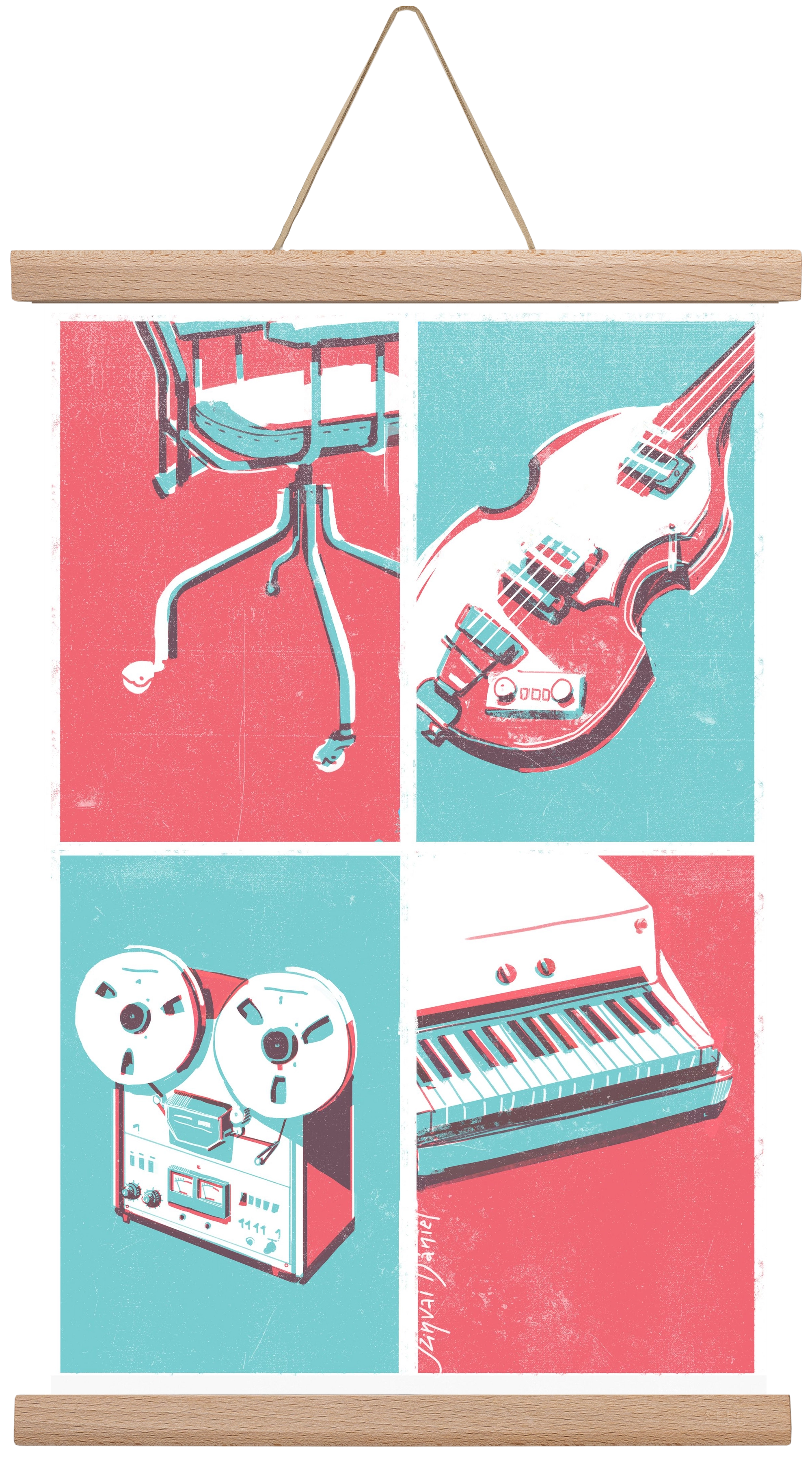 Music II., 30x45 cm (30x45 cm), Tölgy akasztó