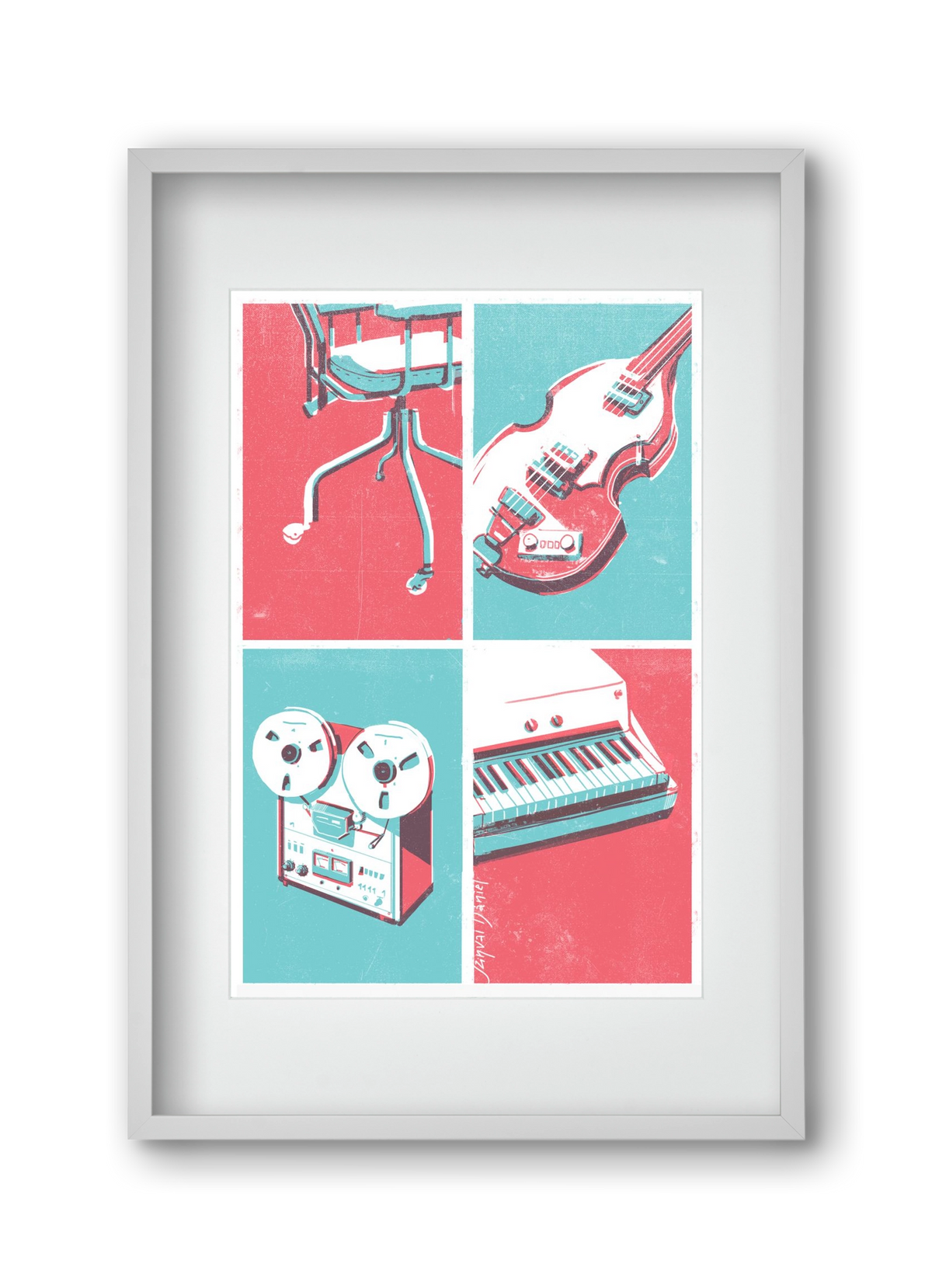 Music II., 30x45 cm (20x30 cm), Fehér keret, paszpartuval