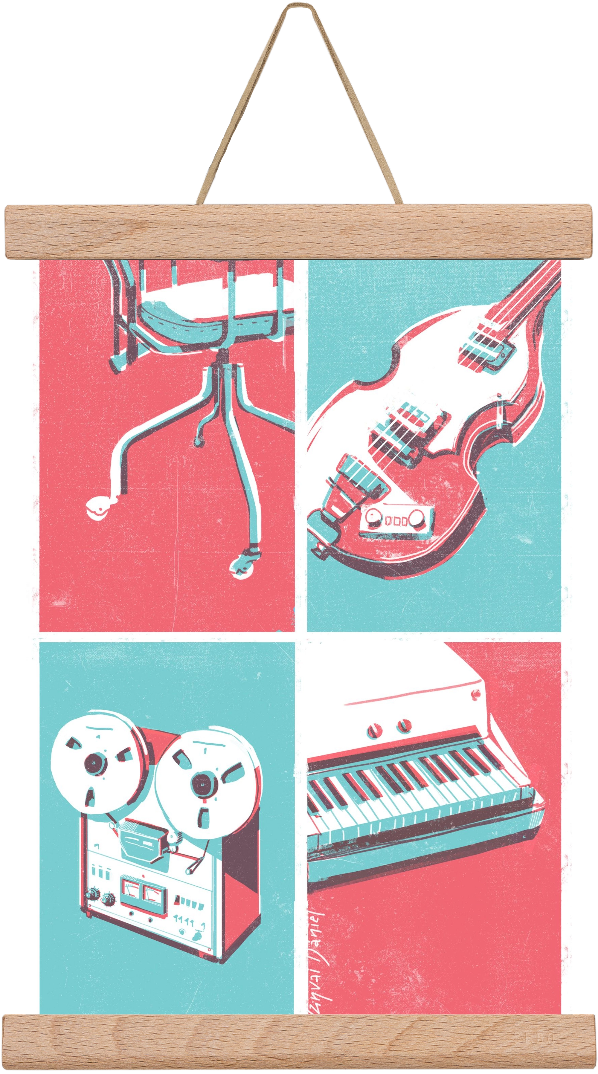 Music II., 20x30 cm (20x30 cm), Tölgy akasztó