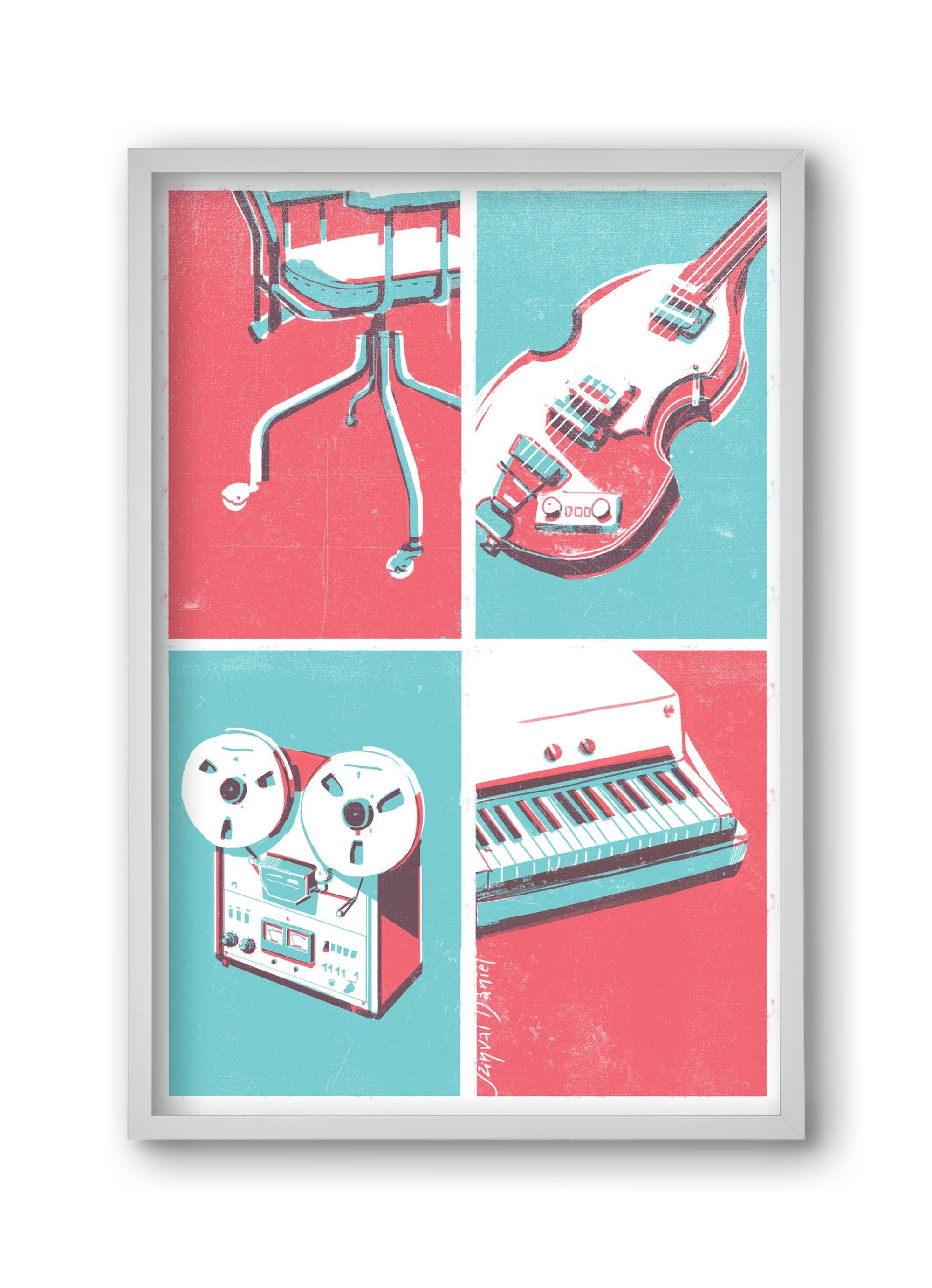 Music II., 30x45 cm (30x45 cm), Fehér keret