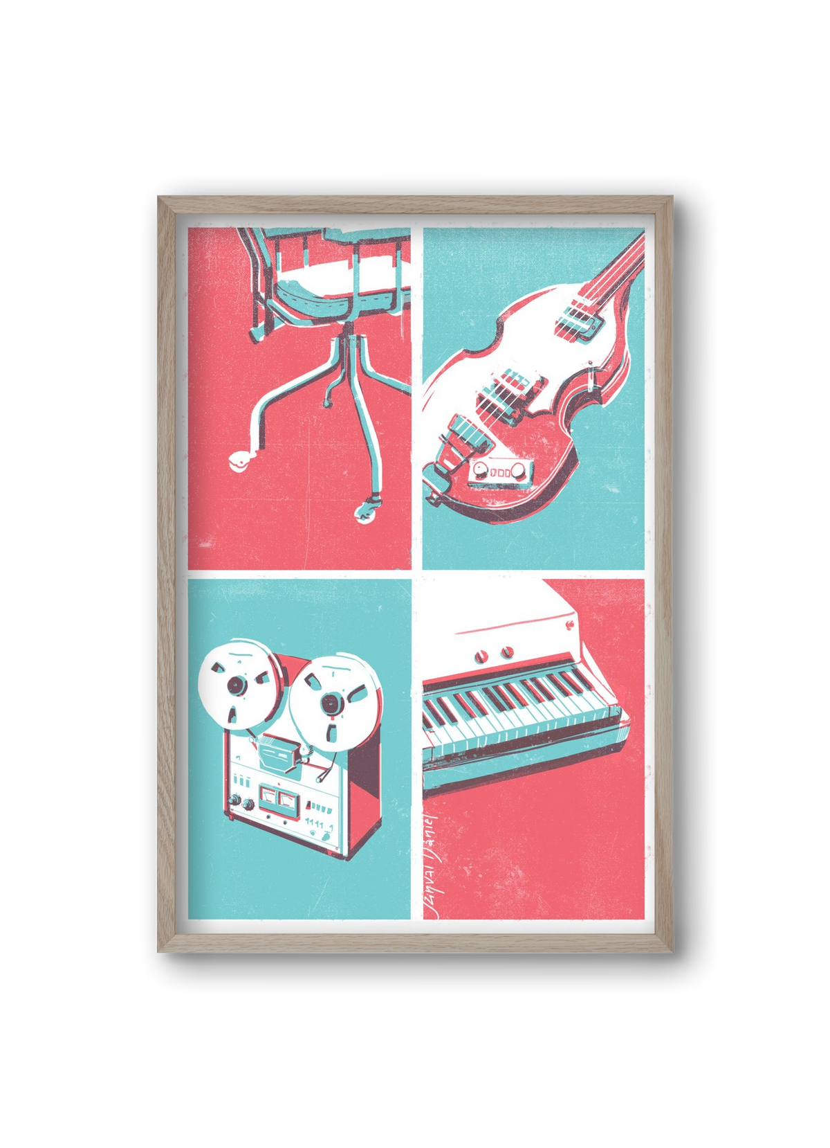 Music II., 20x30 cm (20x30 cm), Tölgy keret