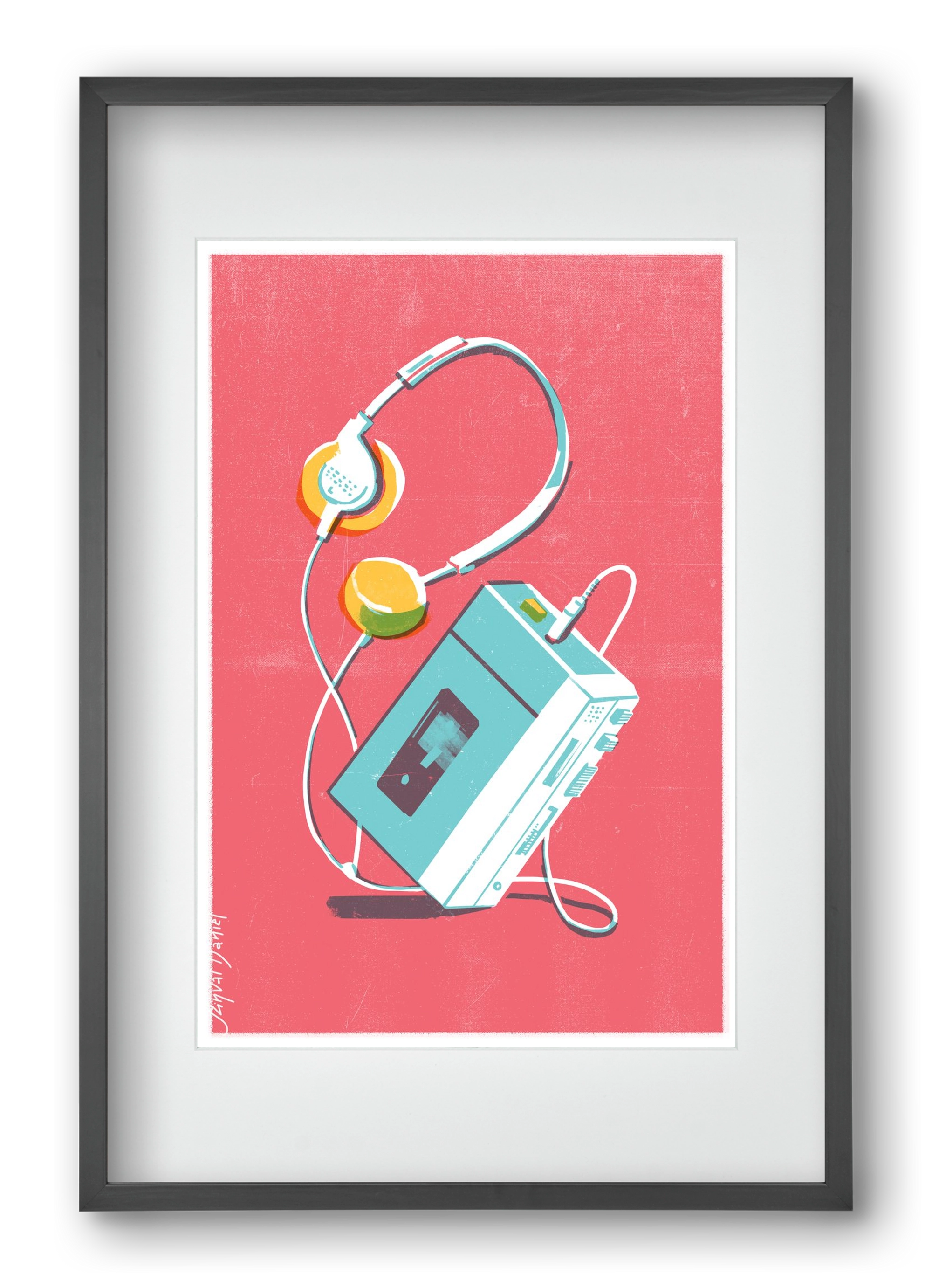 Walkman, 40x60 cm (30x45 cm), Fekete keret, paszpartuval