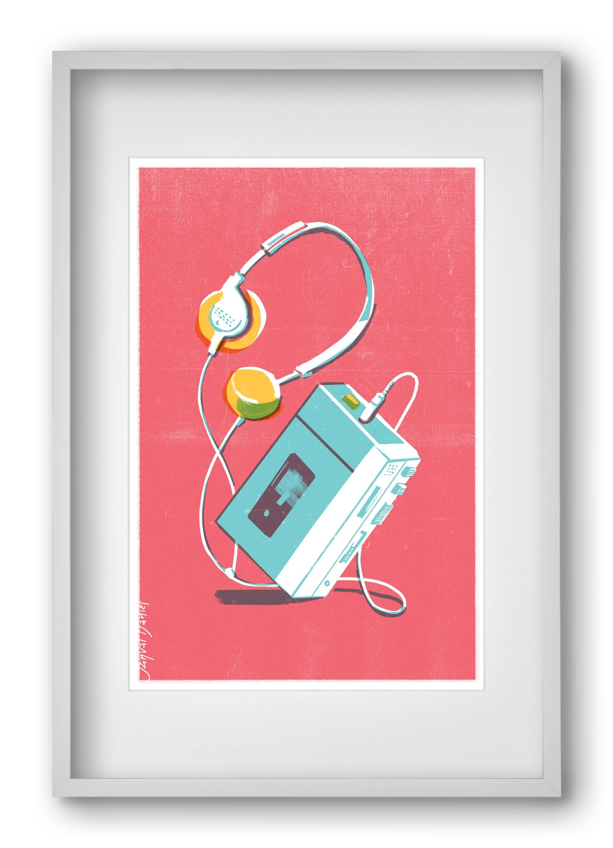 Walkman, 40x60 cm (30x45 cm), Fehér keret, paszpartuval