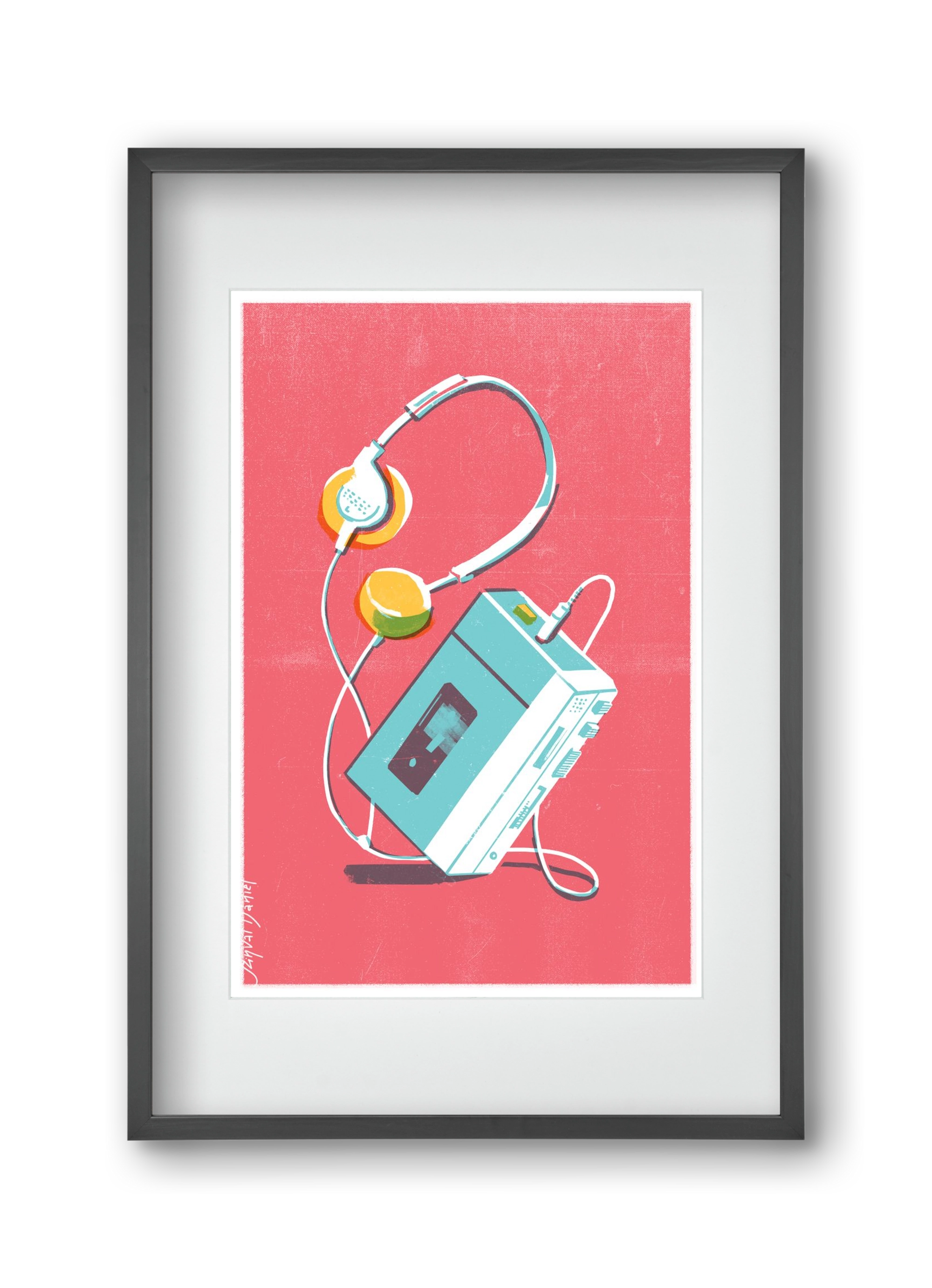 Walkman, 30x45 cm (20x30 cm), Fekete keret, paszpartuval