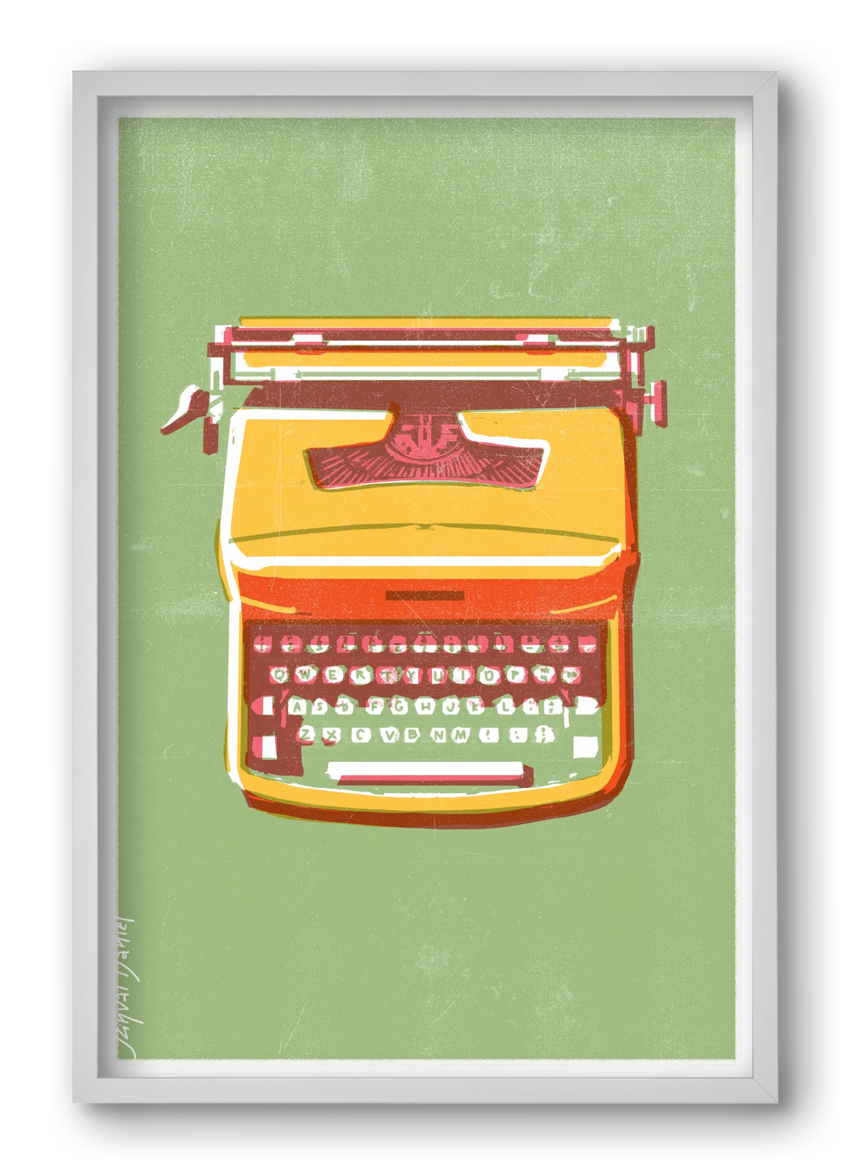Typewriter, 40x60 cm (40x60 cm), Fehér keret