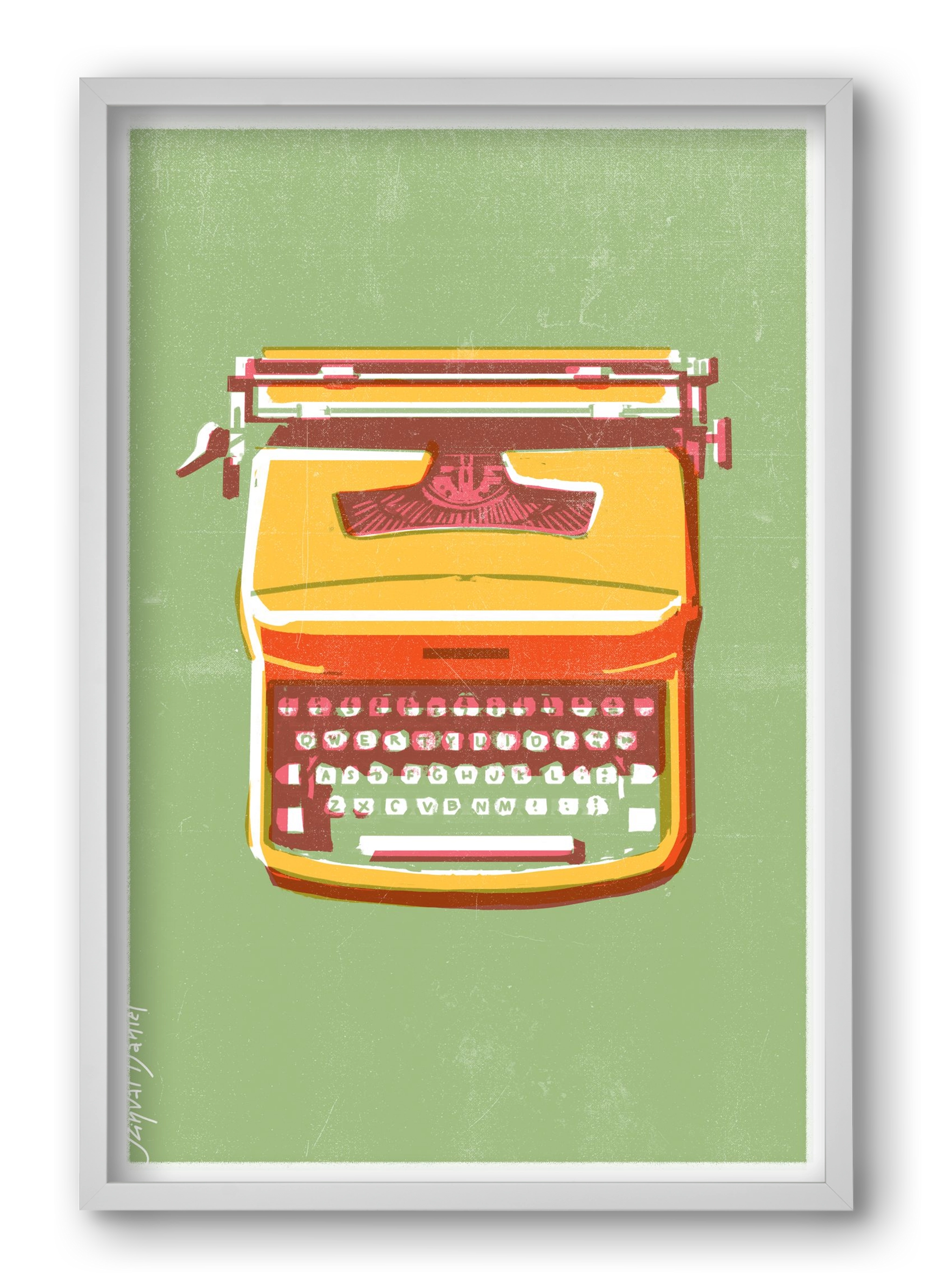 Typewriter, 40x60 cm (40x60 cm), Fehér keret