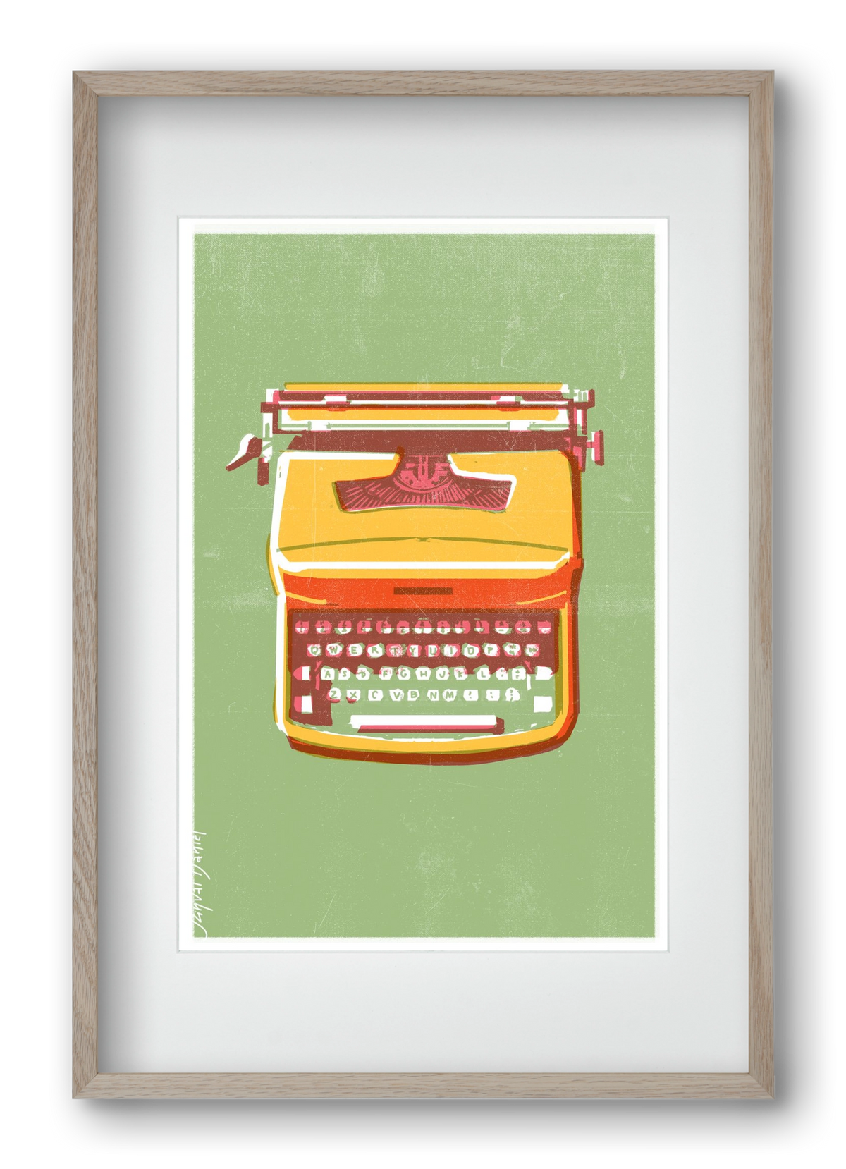 Typewriter, 40x60 cm (30x45 cm), Tölgy keret, paszpartuval