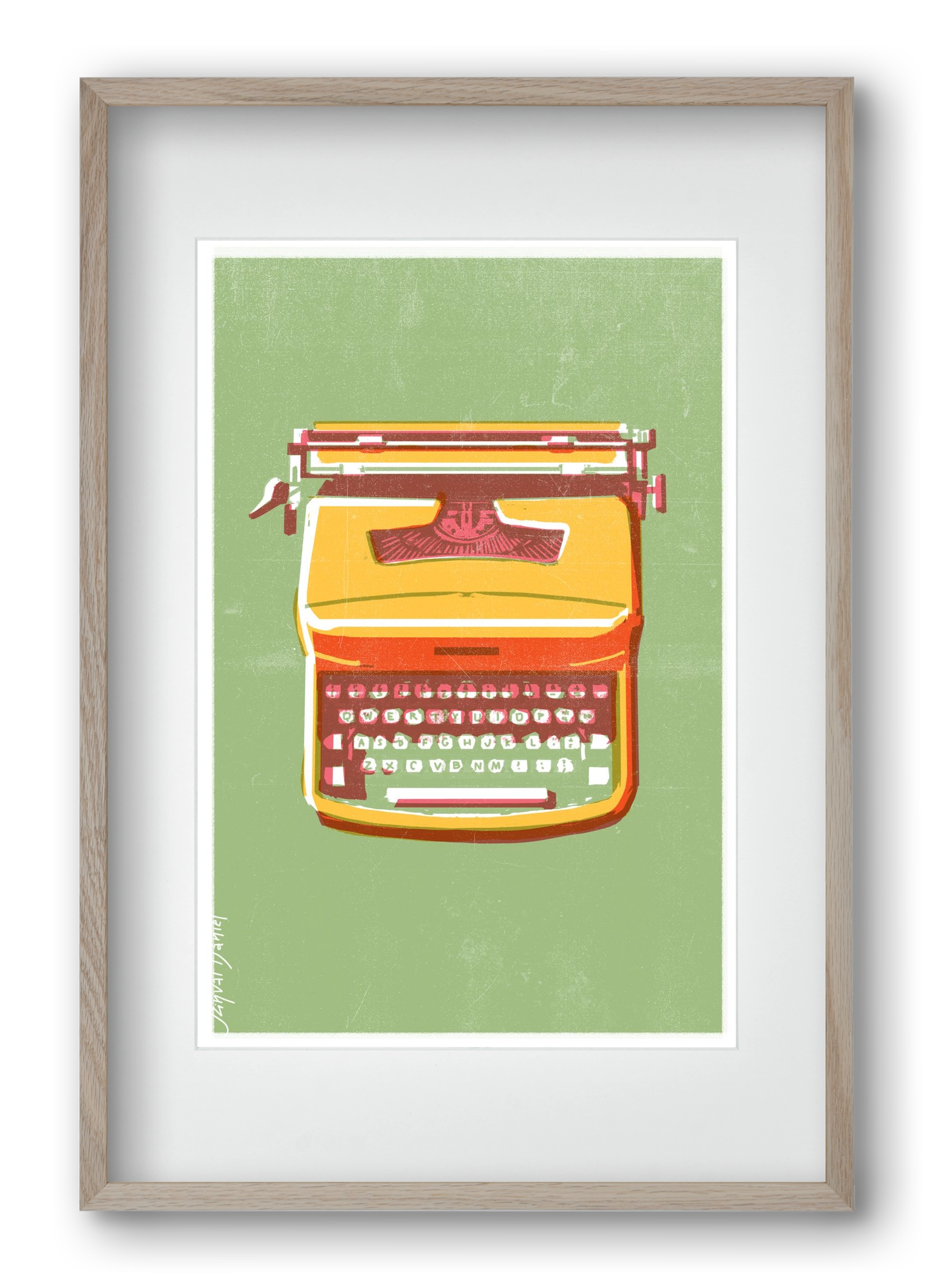 Typewriter, 40x60 cm (30x45 cm), Tölgy keret, paszpartuval