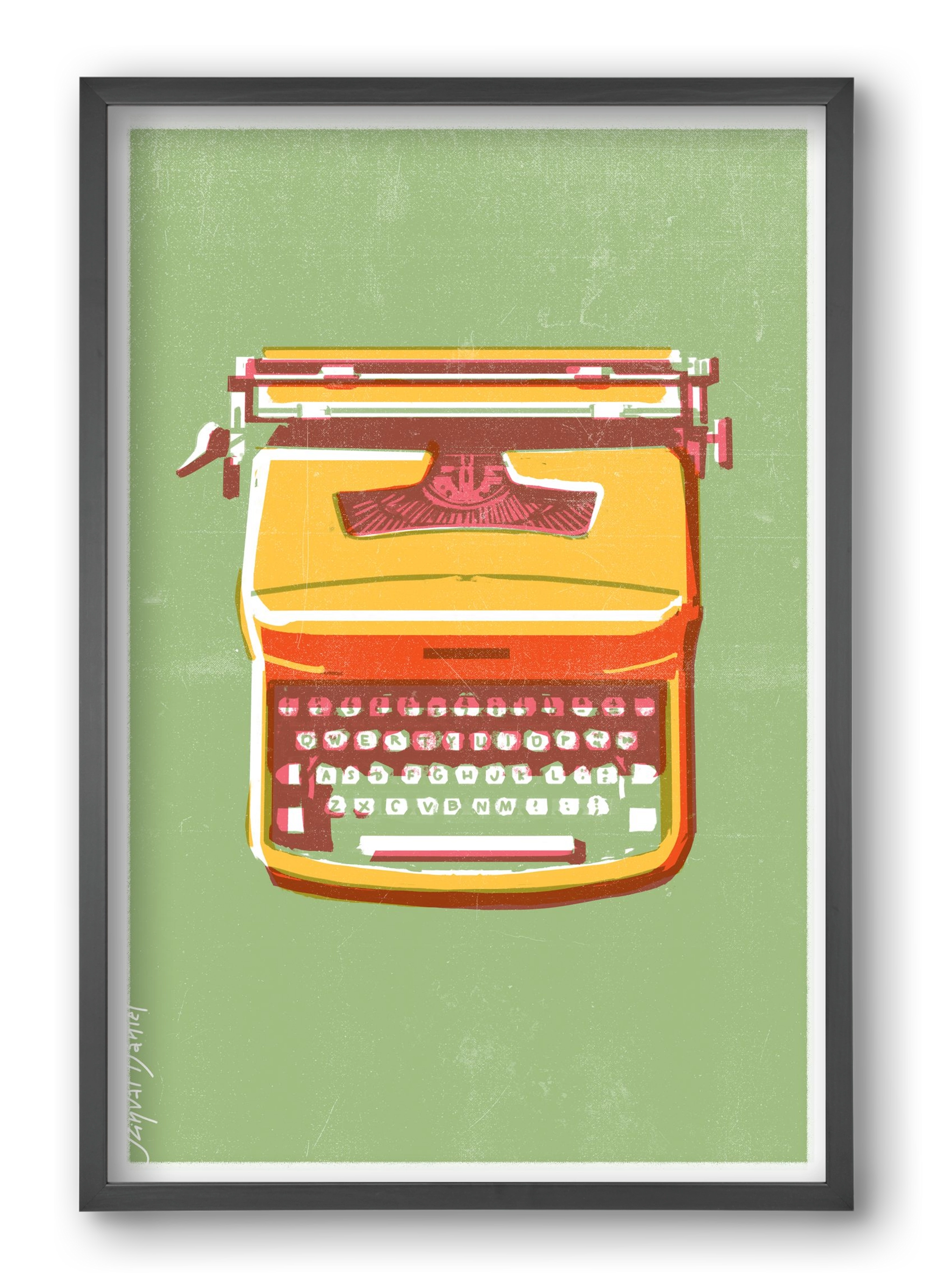 Typewriter, 40x60 cm (40x60 cm), Fekete keret