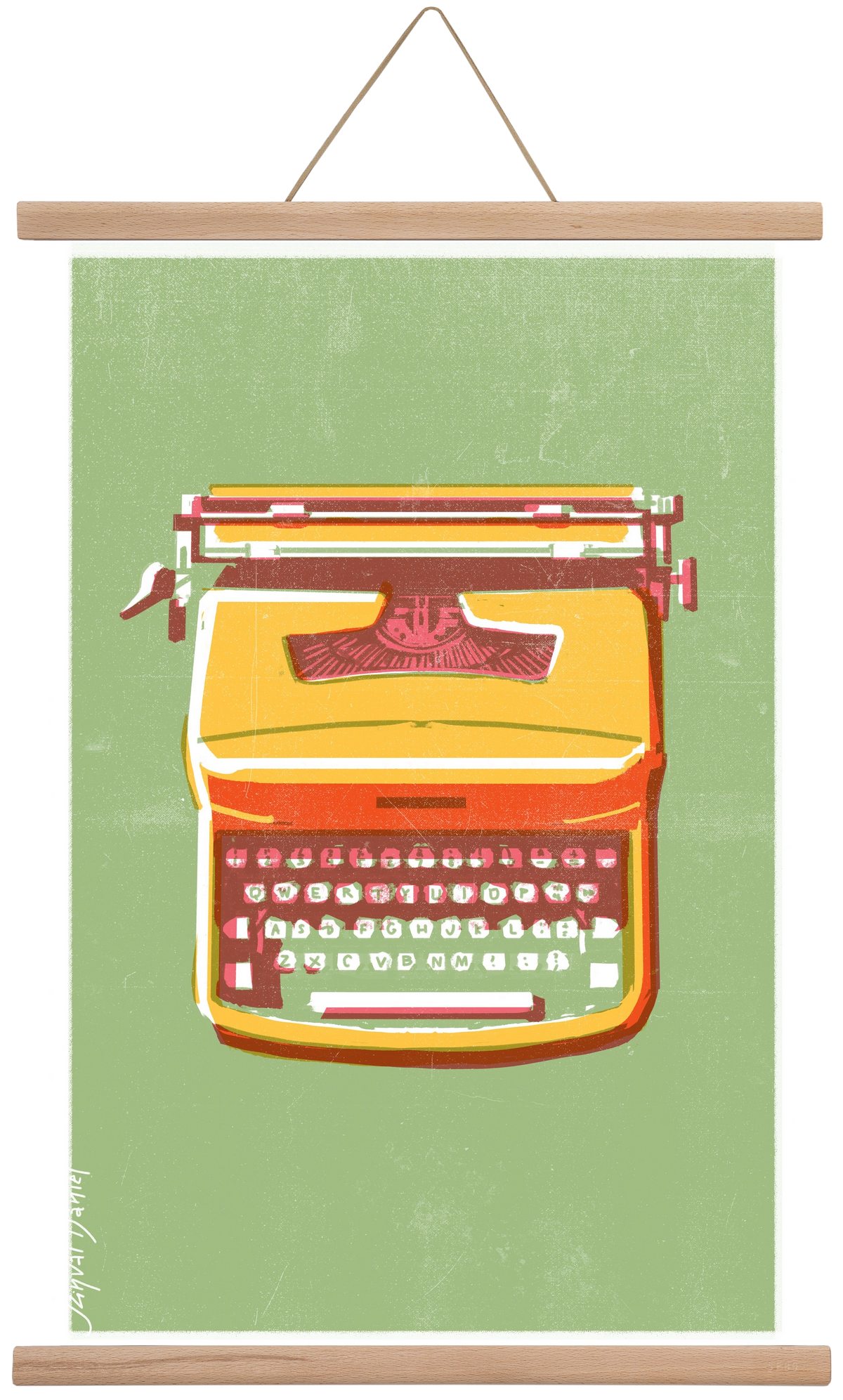 Typewriter, 40x60 cm (40x60 cm), Tölgy akasztó