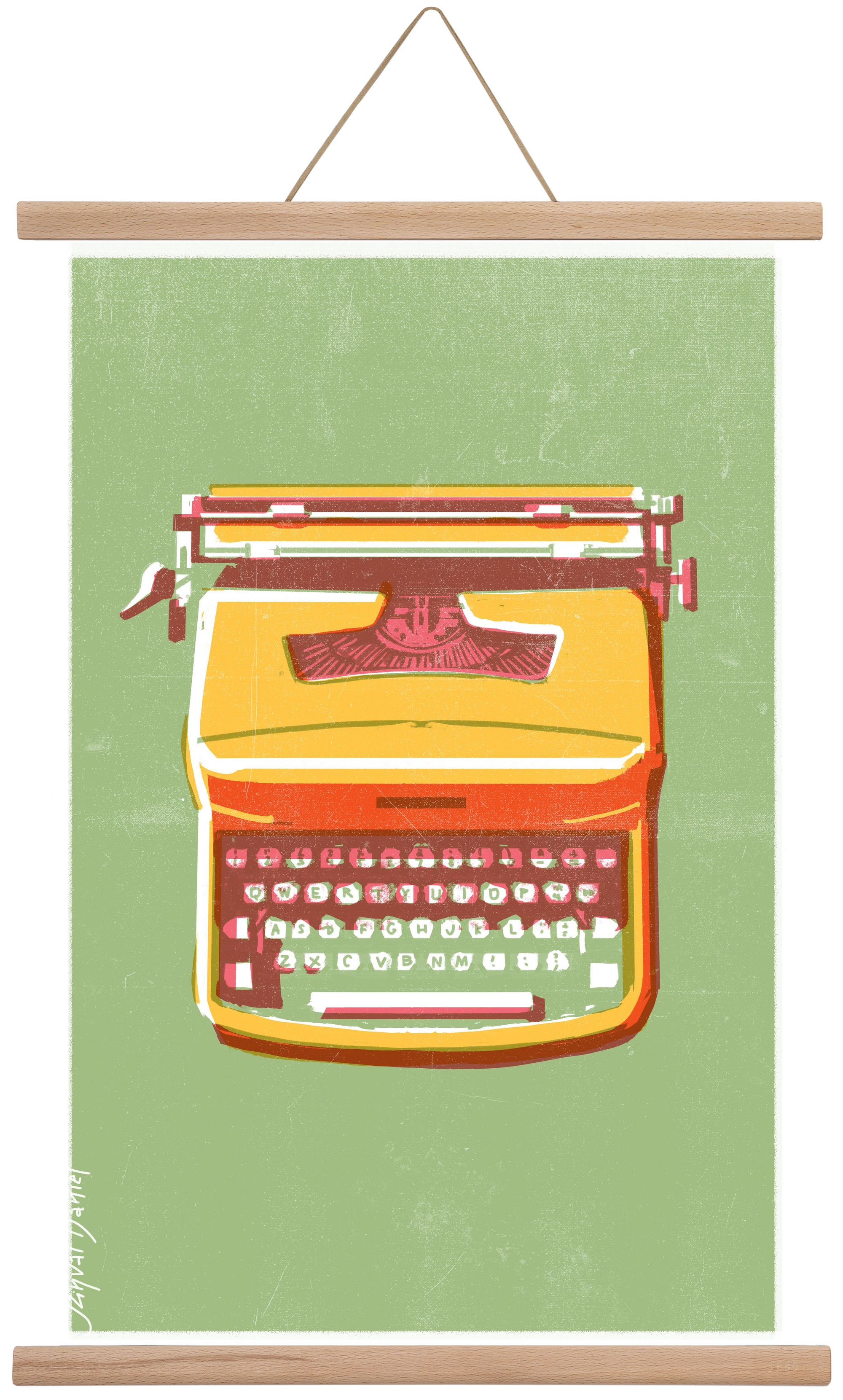 Typewriter, 40x60 cm (40x60 cm), Tölgy akasztó
