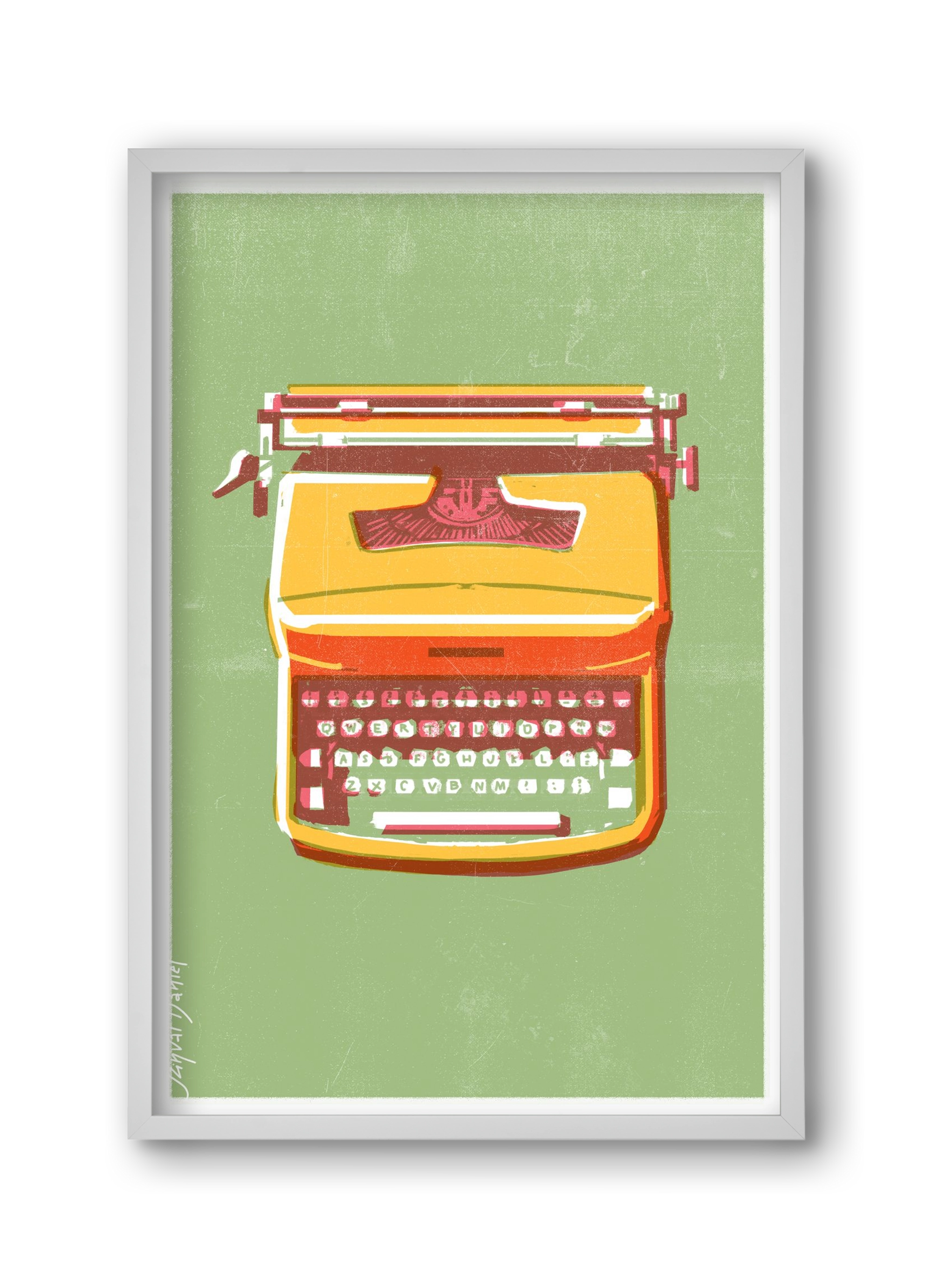 Typewriter, 30x45 cm (30x45 cm), Fehér keret