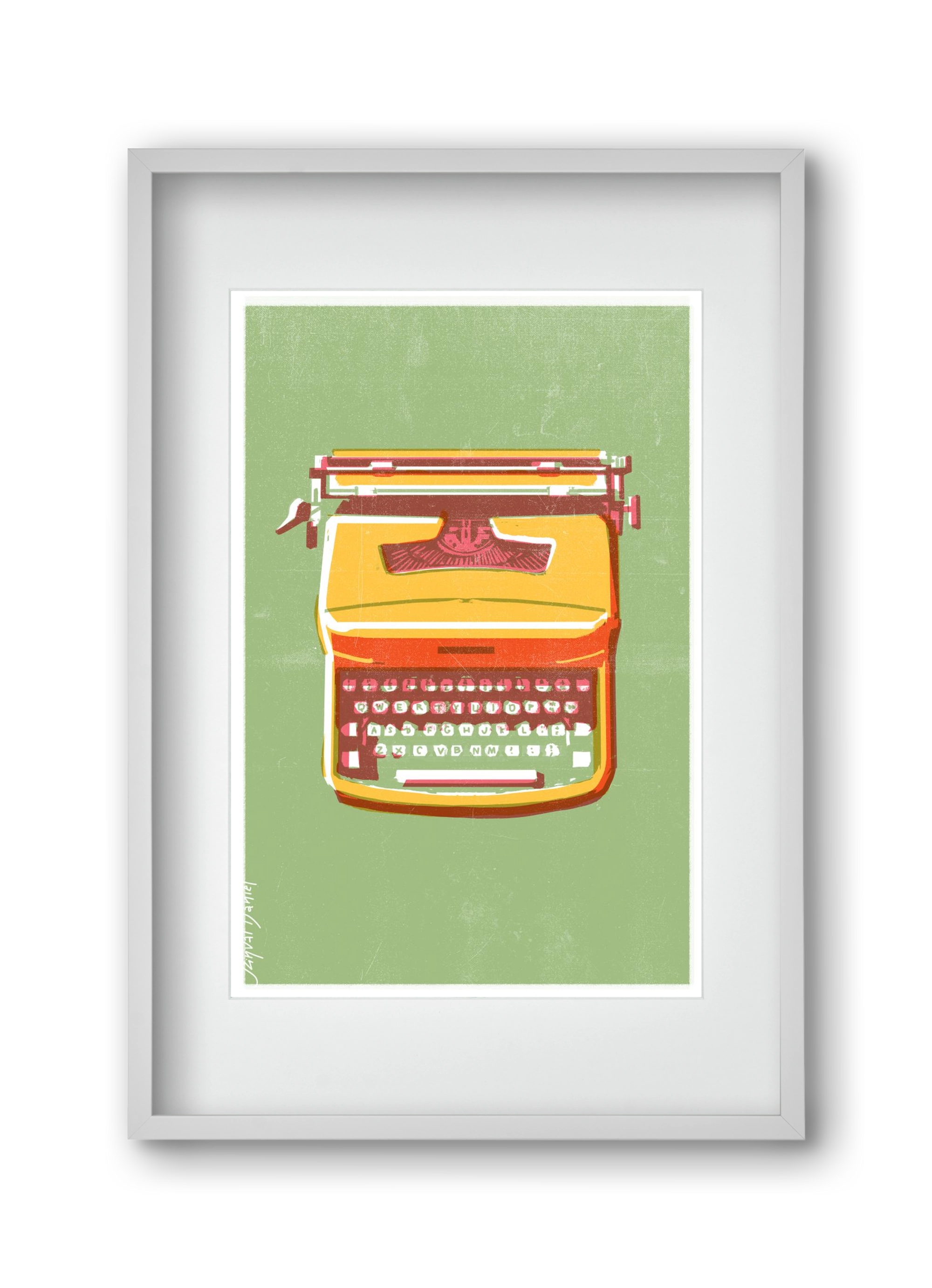 Typewriter, 30x45 cm (20x30 cm), Fehér keret, paszpartuval