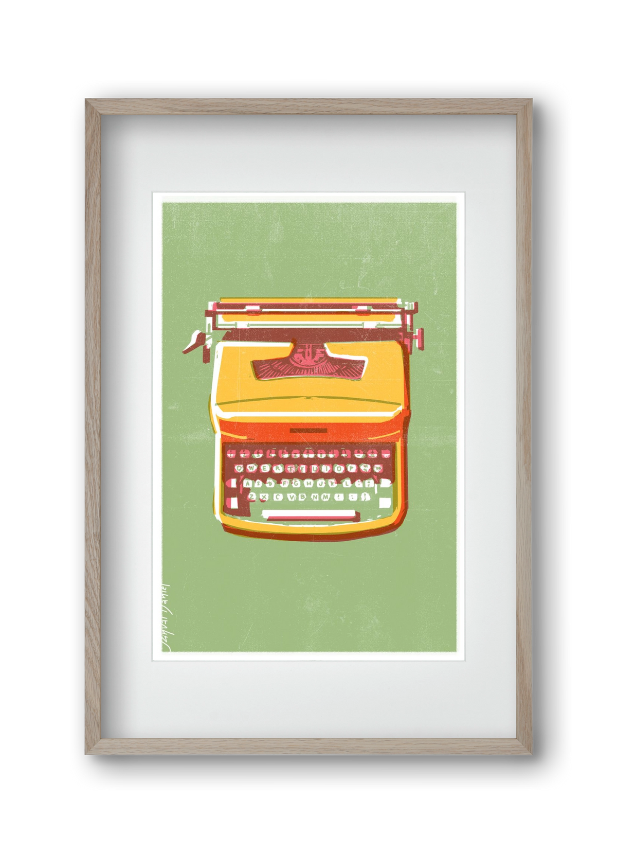 Typewriter, 30x45 cm (20x30 cm), Tölgy keret, paszpartuval