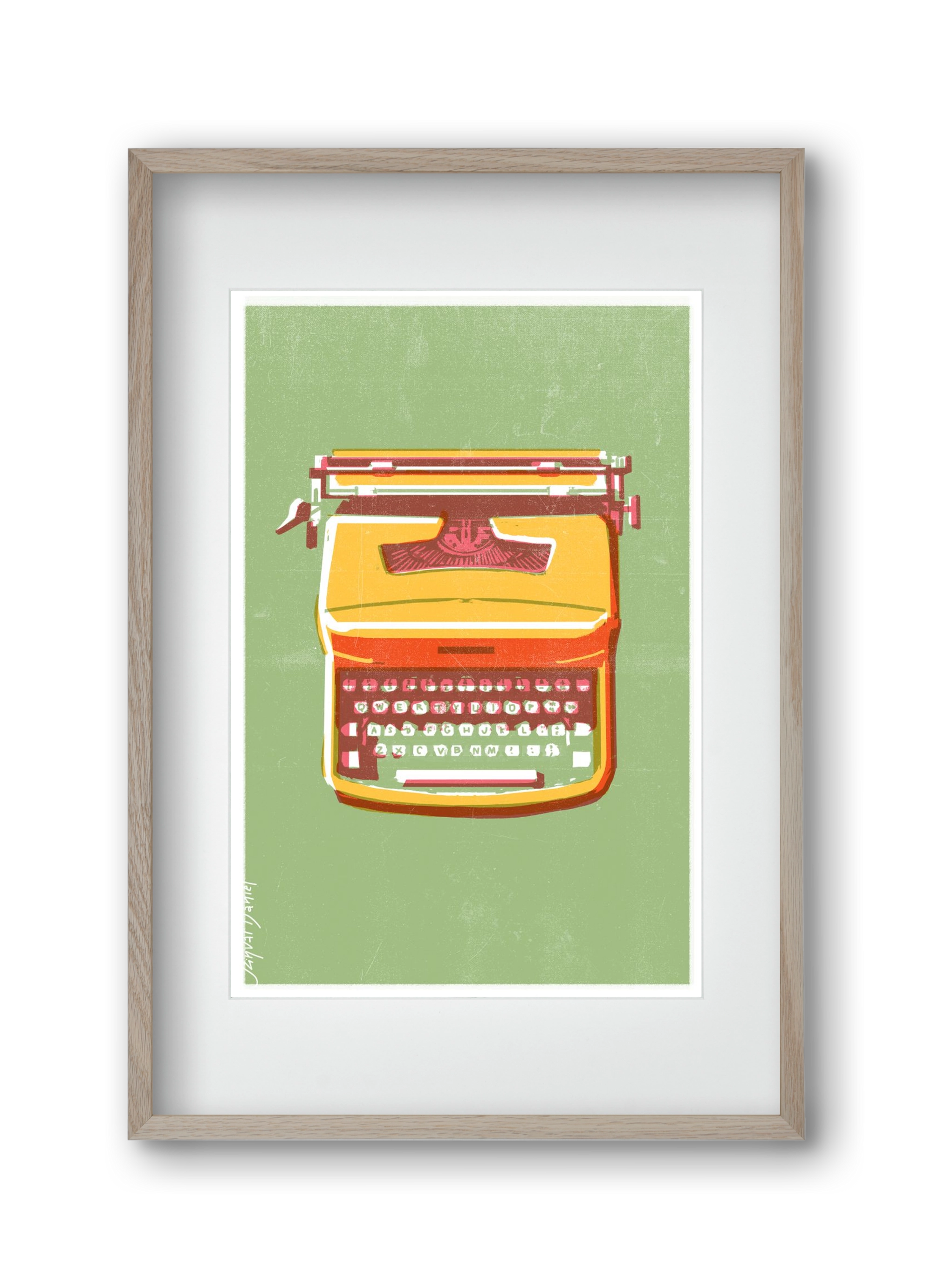 Typewriter, 30x45 cm (20x30 cm), Tölgy keret, paszpartuval