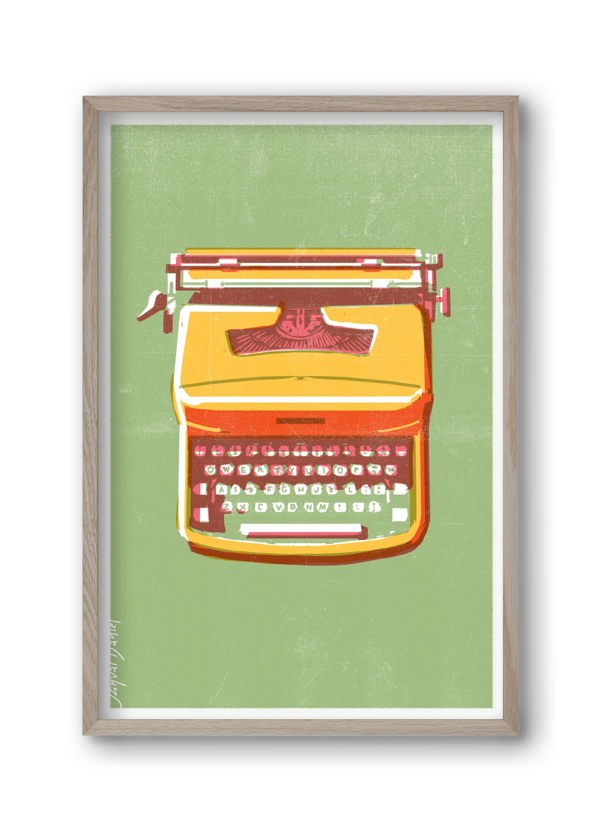 Typewriter, 30x45 cm (30x45 cm), Tölgy keret