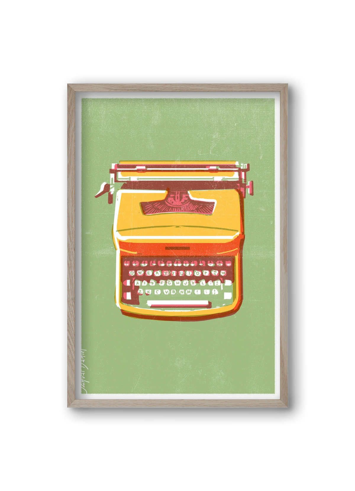 Typewriter, 20x30 cm (20x30 cm), Tölgy keret