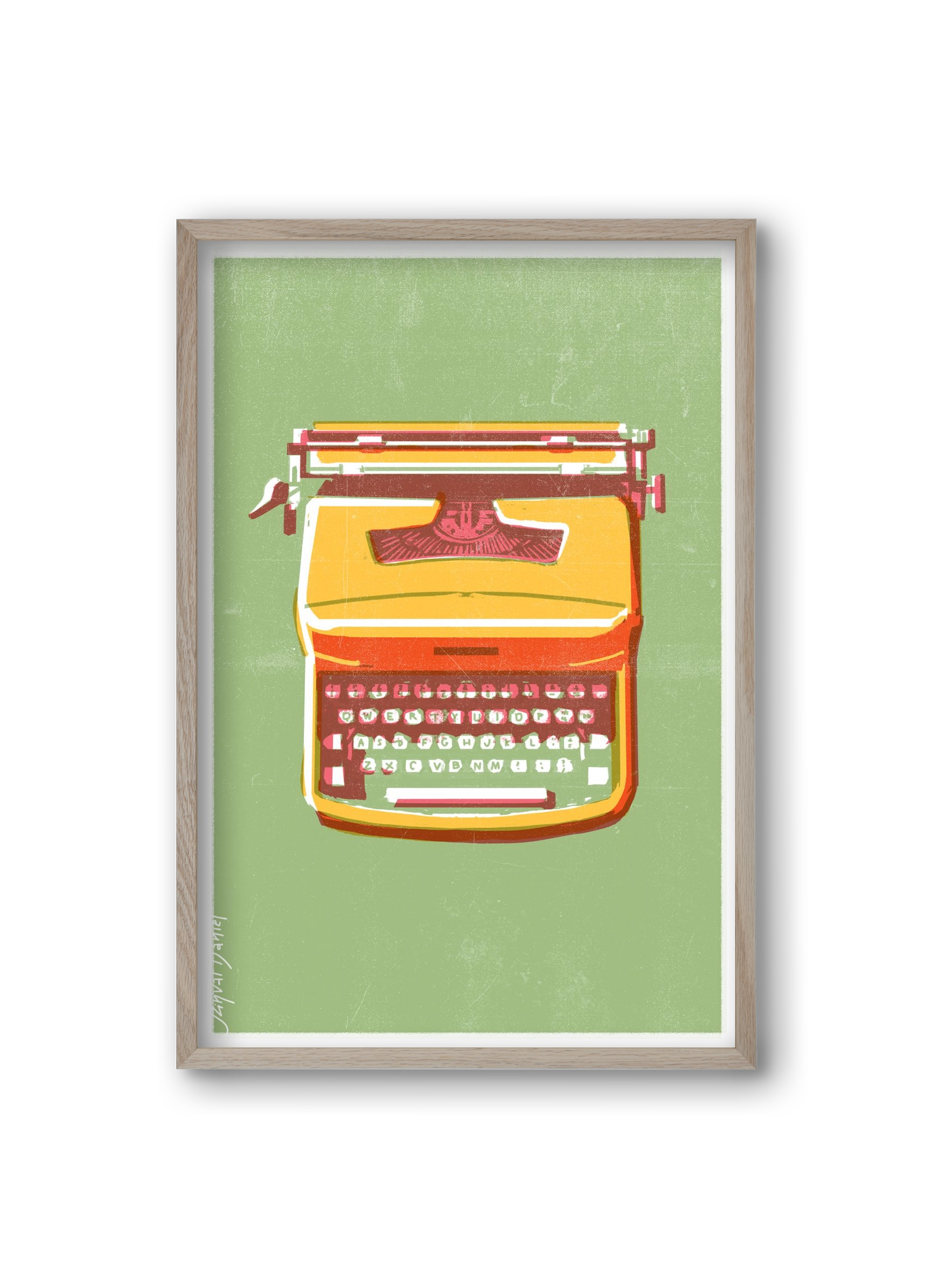 Typewriter, 20x30 cm (20x30 cm), Tölgy keret