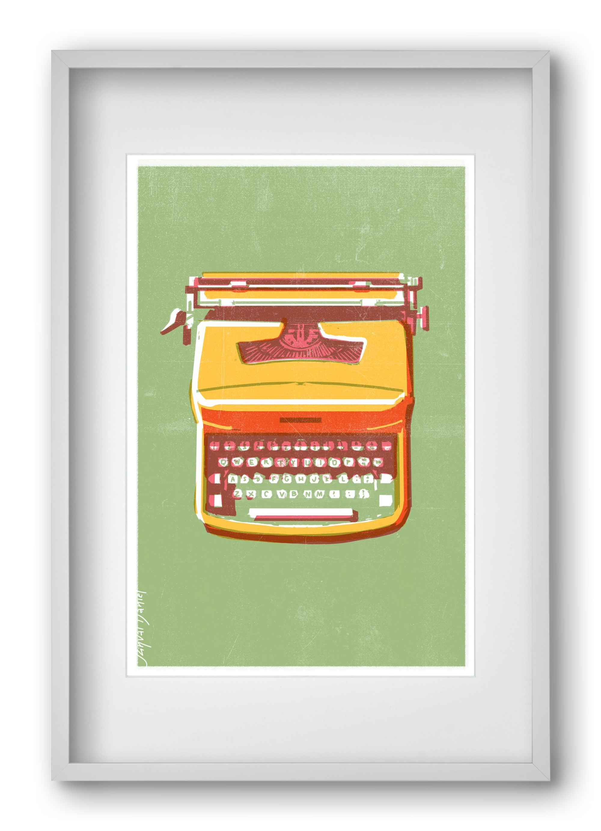 Typewriter, 40x60 cm (30x45 cm), Fehér keret, paszpartuval