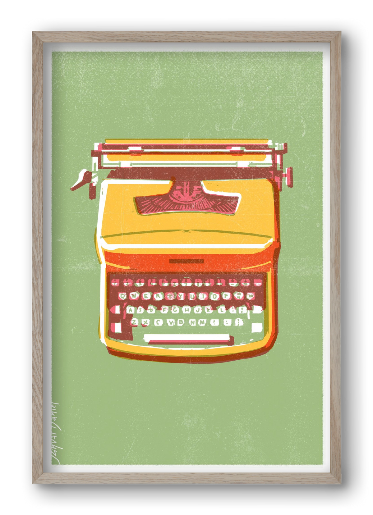 Typewriter, 40x60 cm (40x60 cm), Tölgy keret