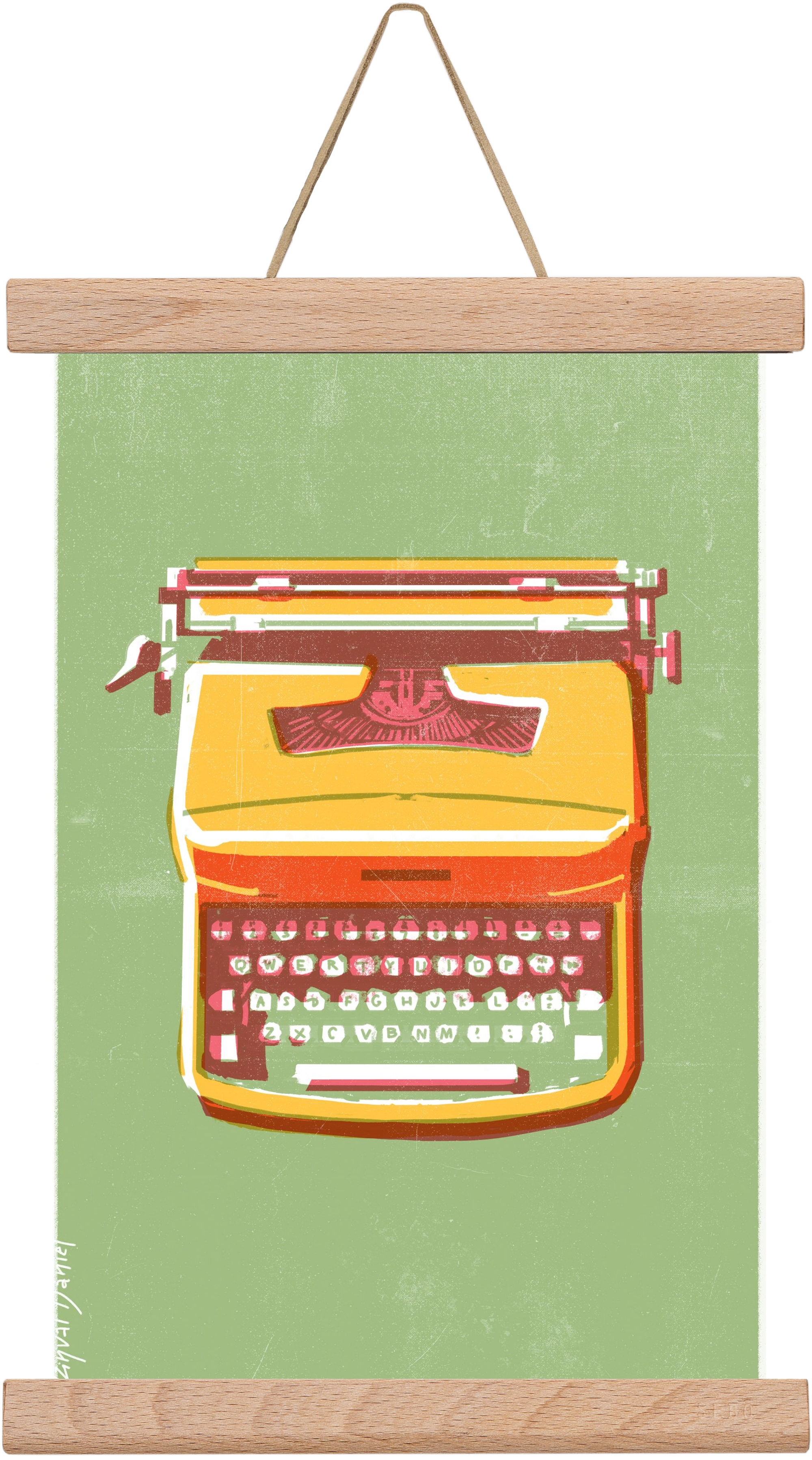 Typewriter, 20x30 cm (20x30 cm), Tölgy akasztó