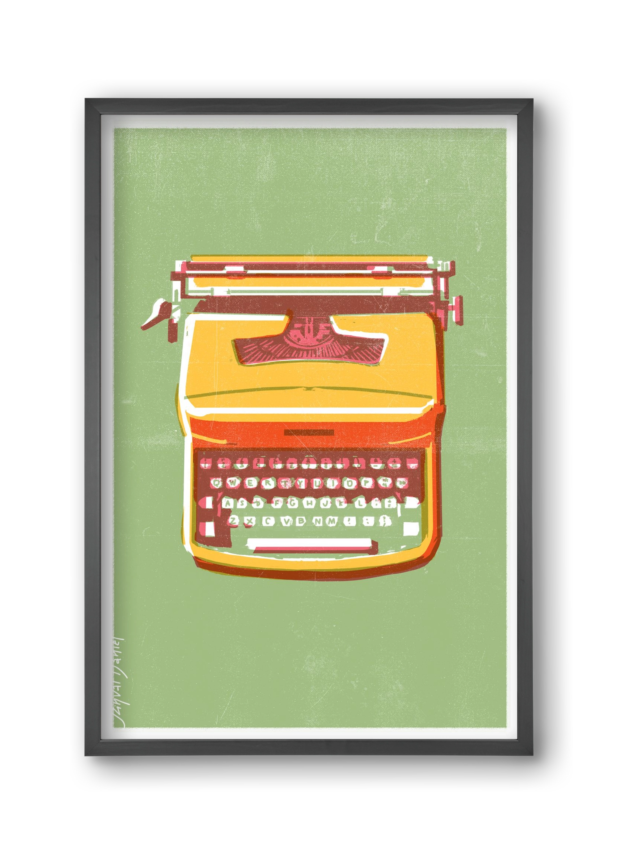 Typewriter, 30x45 cm (30x45 cm), Fekete keret