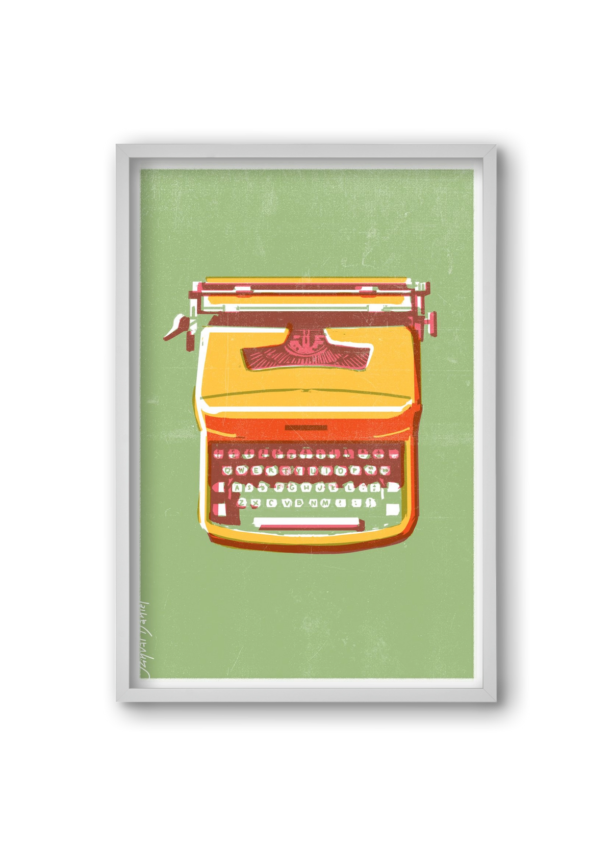 Typewriter, 20x30 cm (20x30 cm), Fehér keret