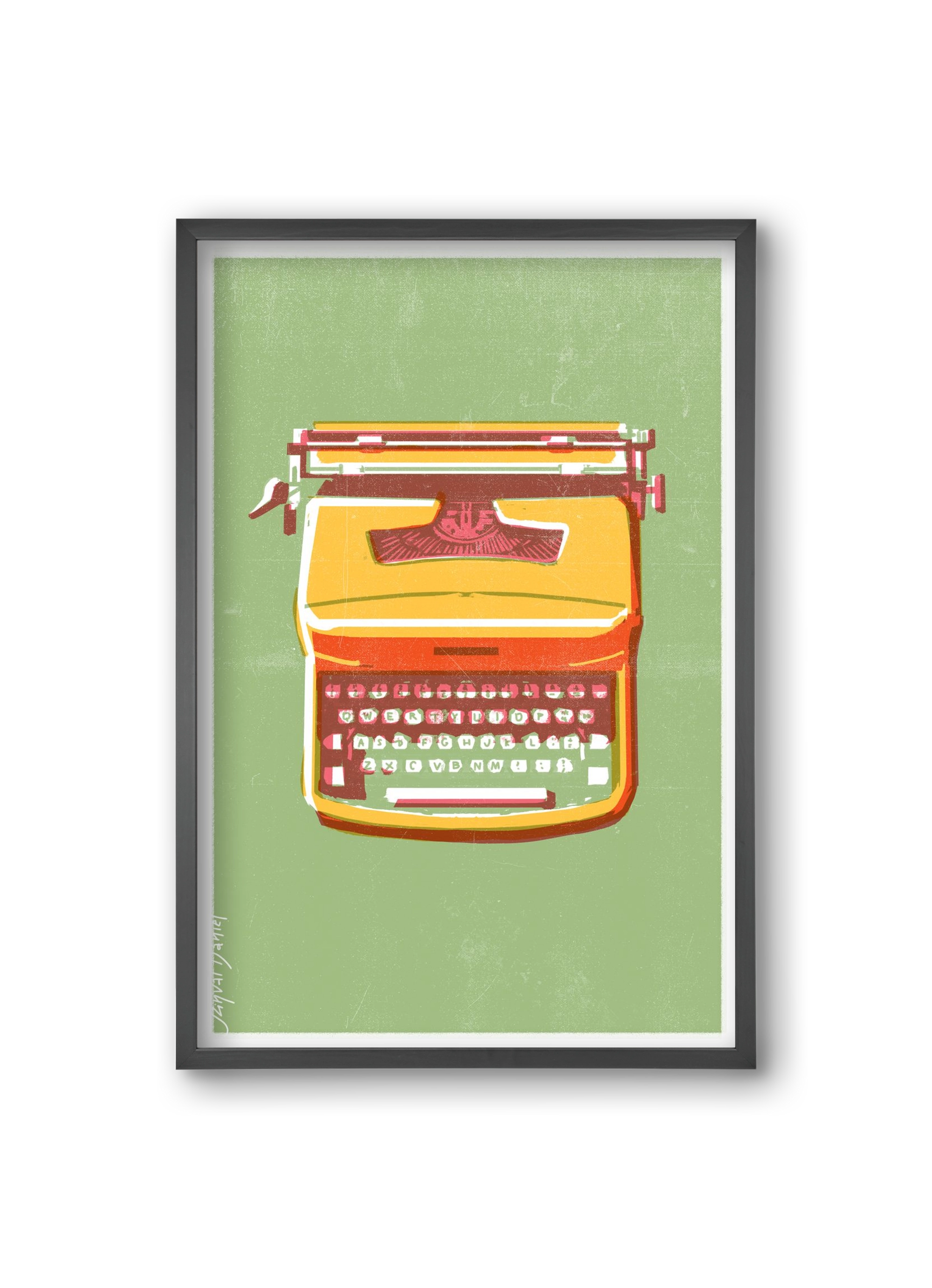 Typewriter, 20x30 cm (20x30 cm), Fekete keret