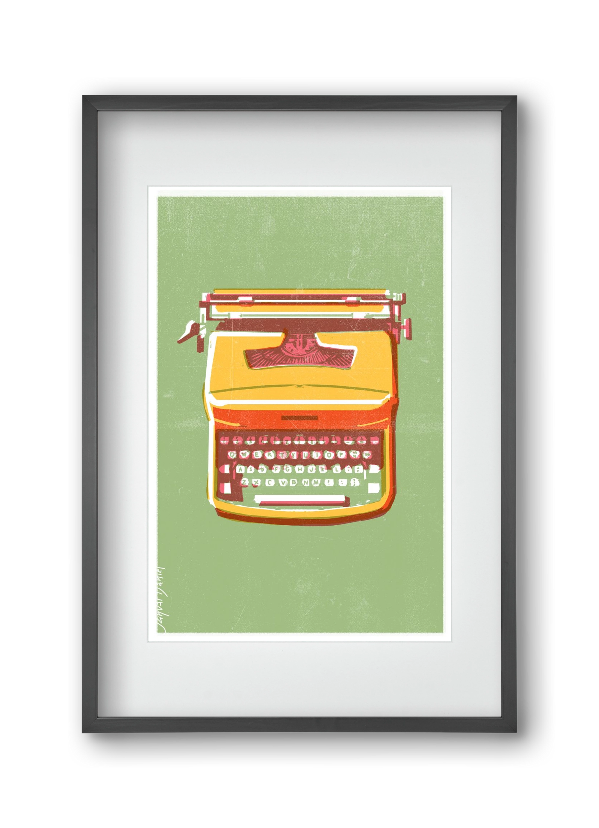 Typewriter, 30x45 cm (20x30 cm), Fekete keret, paszpartuval