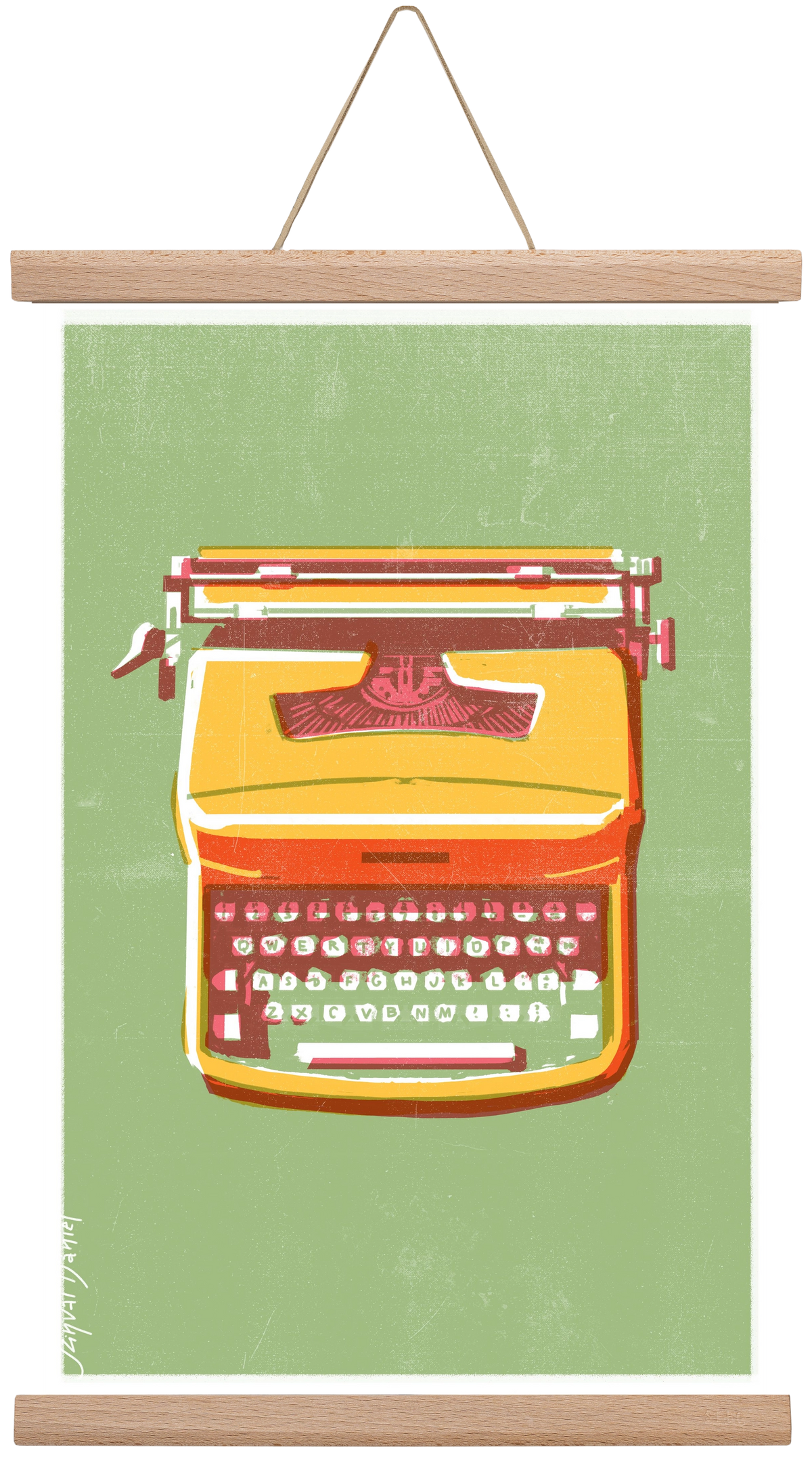 Typewriter, 30x45 cm (30x45 cm), Tölgy akasztó