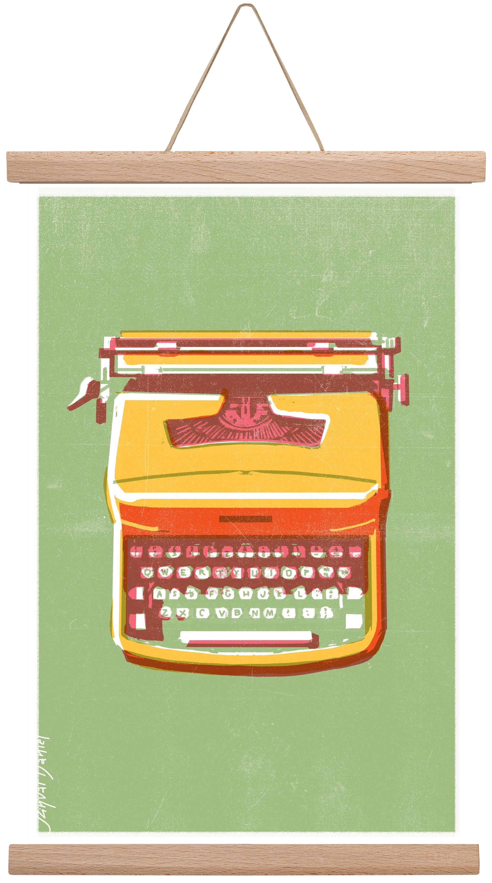 Typewriter, 30x45 cm (30x45 cm), Tölgy akasztó