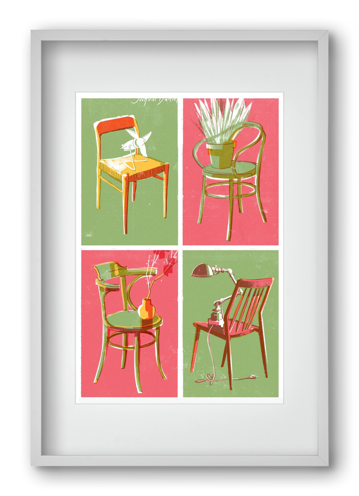 Chairs, 40x60 cm (30x45 cm), Fehér keret, paszpartuval