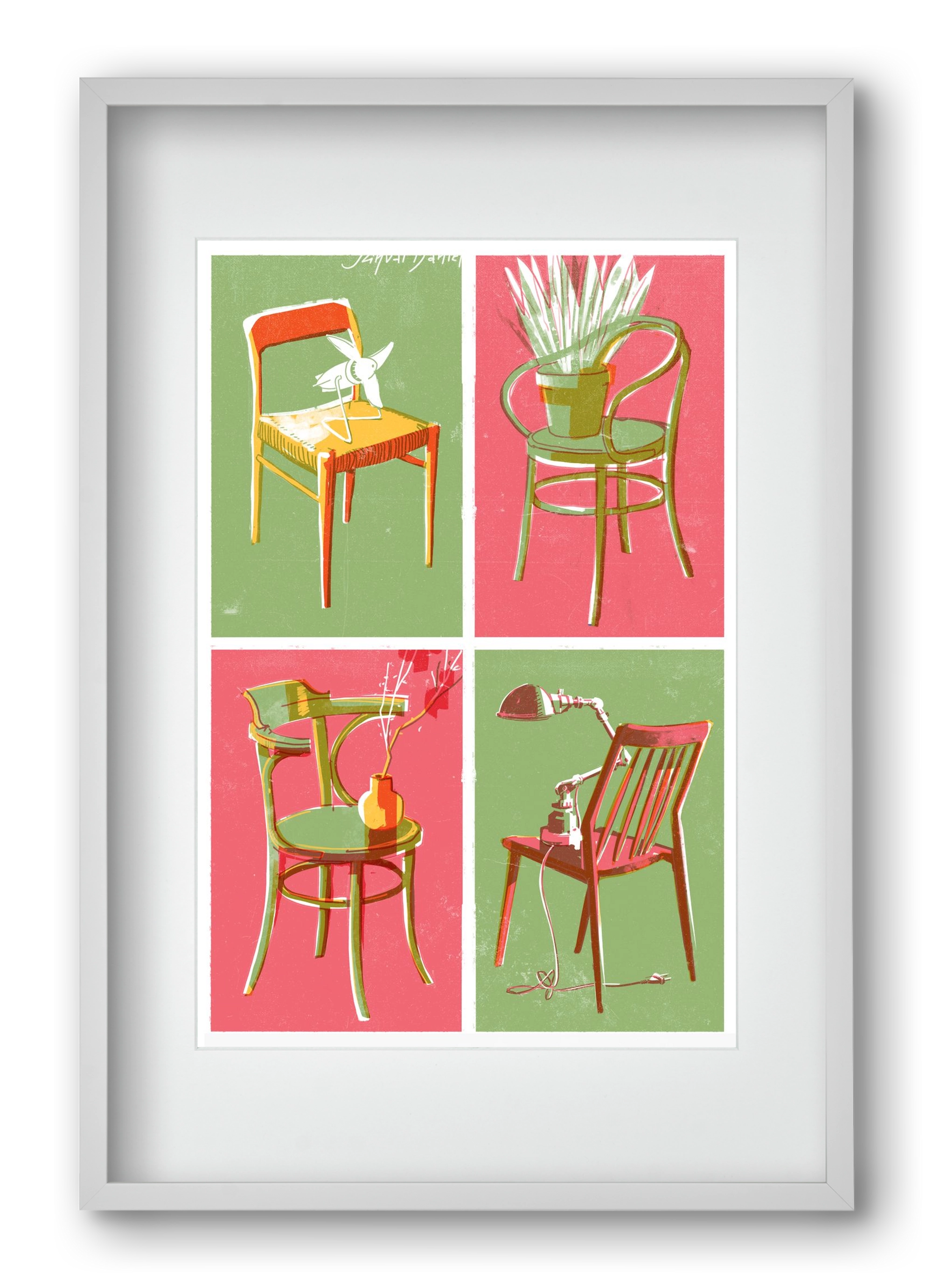 Chairs, 40x60 cm (30x45 cm), Fehér keret, paszpartuval