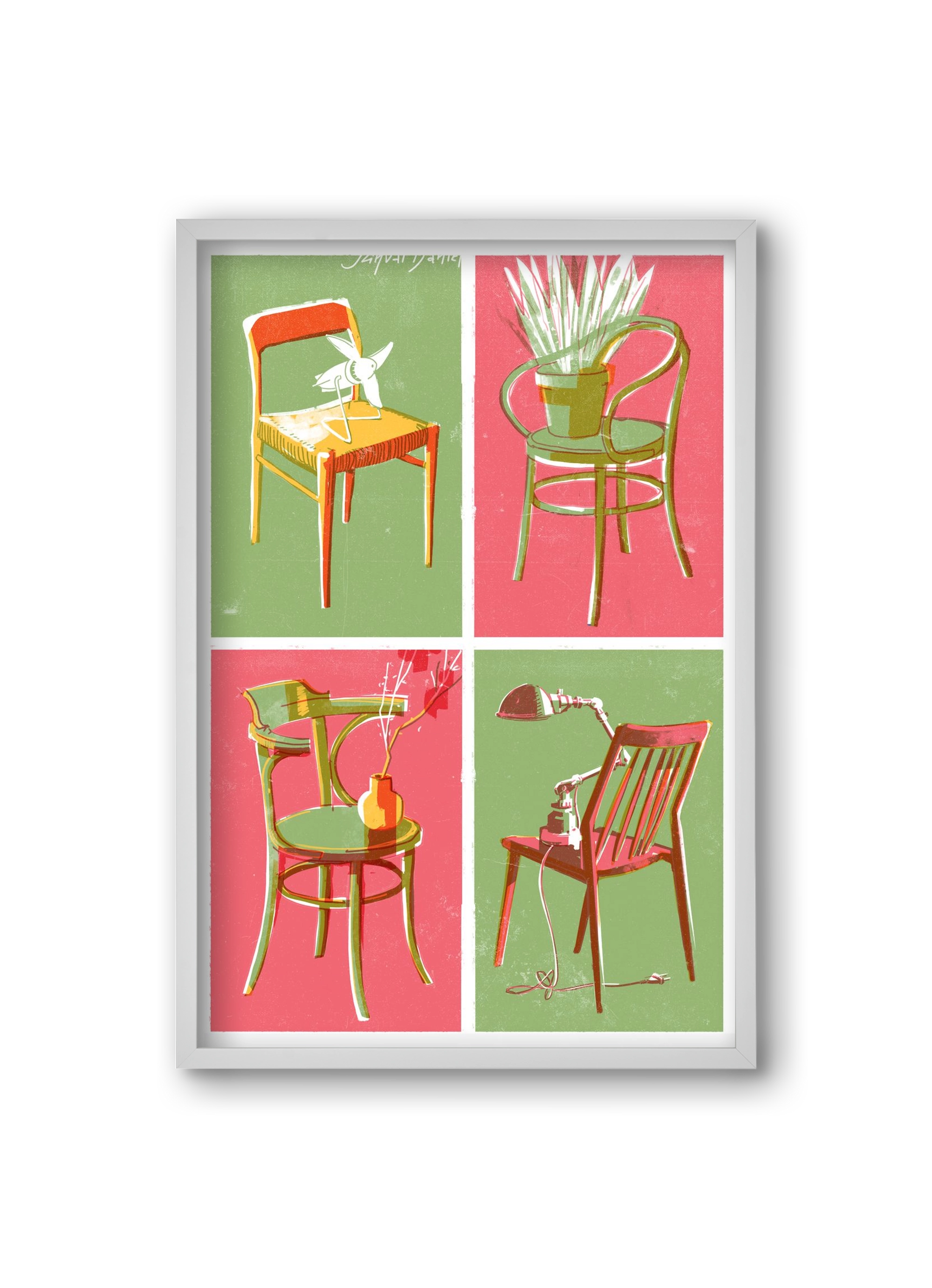 Chairs, 20x30 cm (20x30 cm), Fehér keret