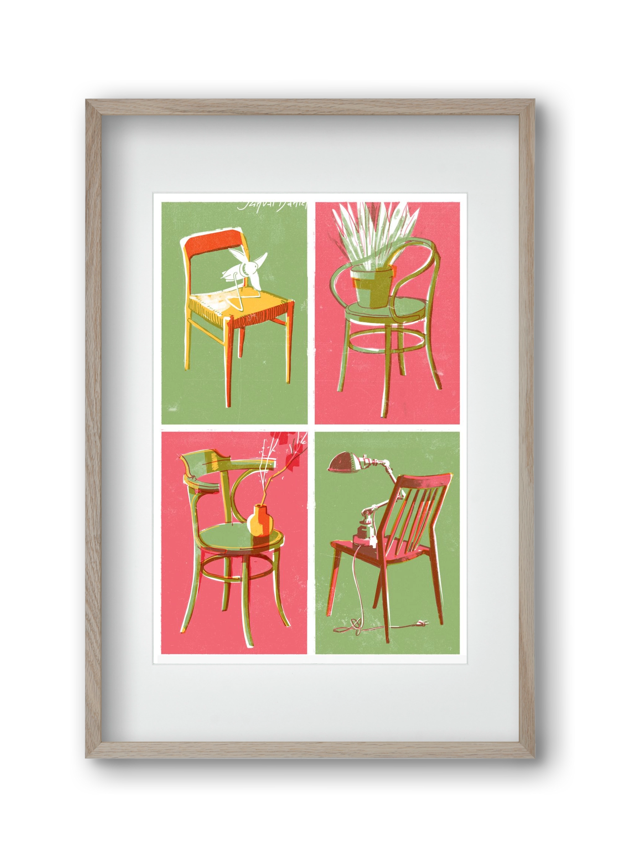 Chairs, 30x45 cm (20x30 cm), Tölgy keret, paszpartuval