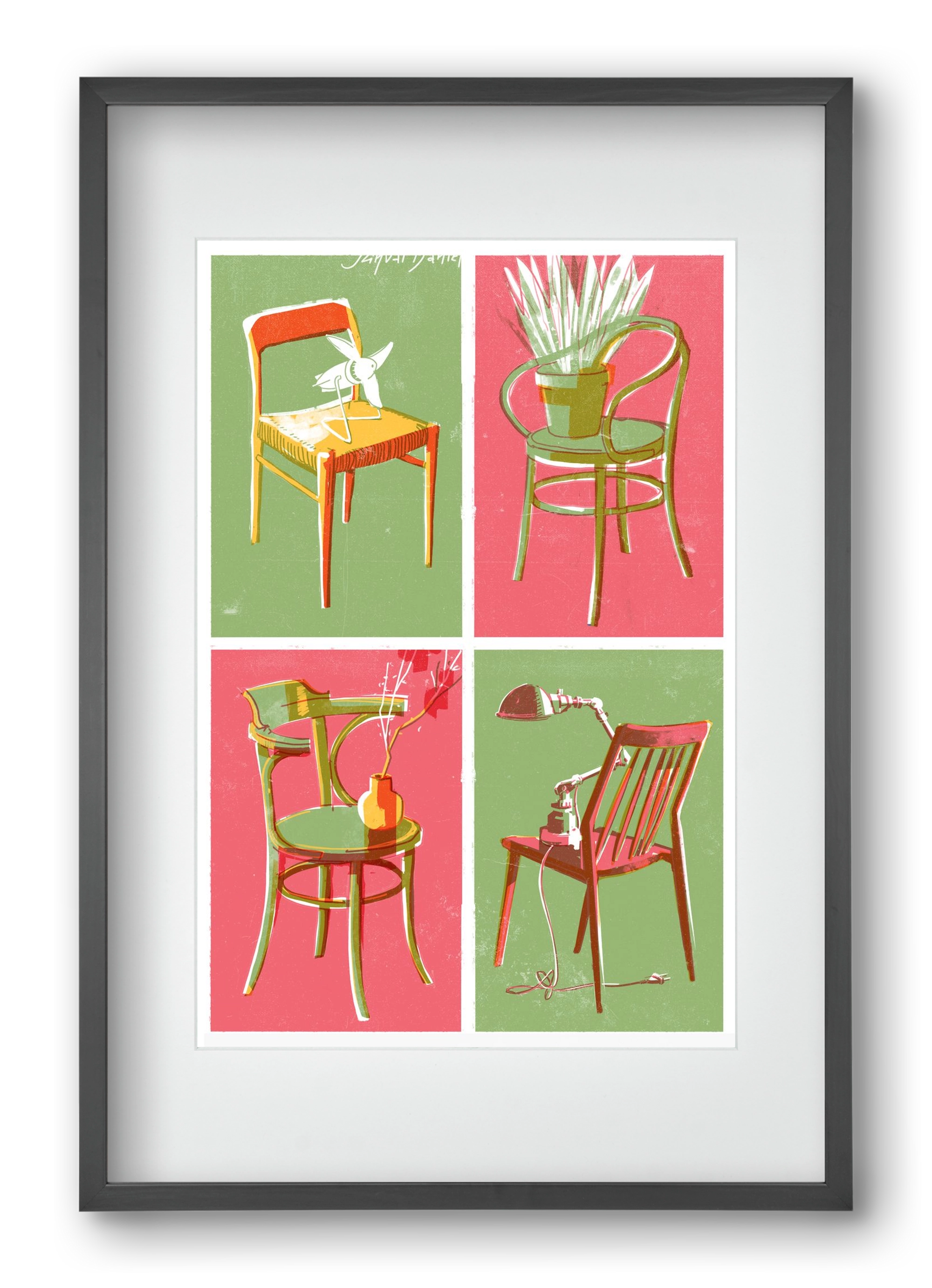 Chairs, 40x60 cm (30x45 cm), Fekete keret, paszpartuval
