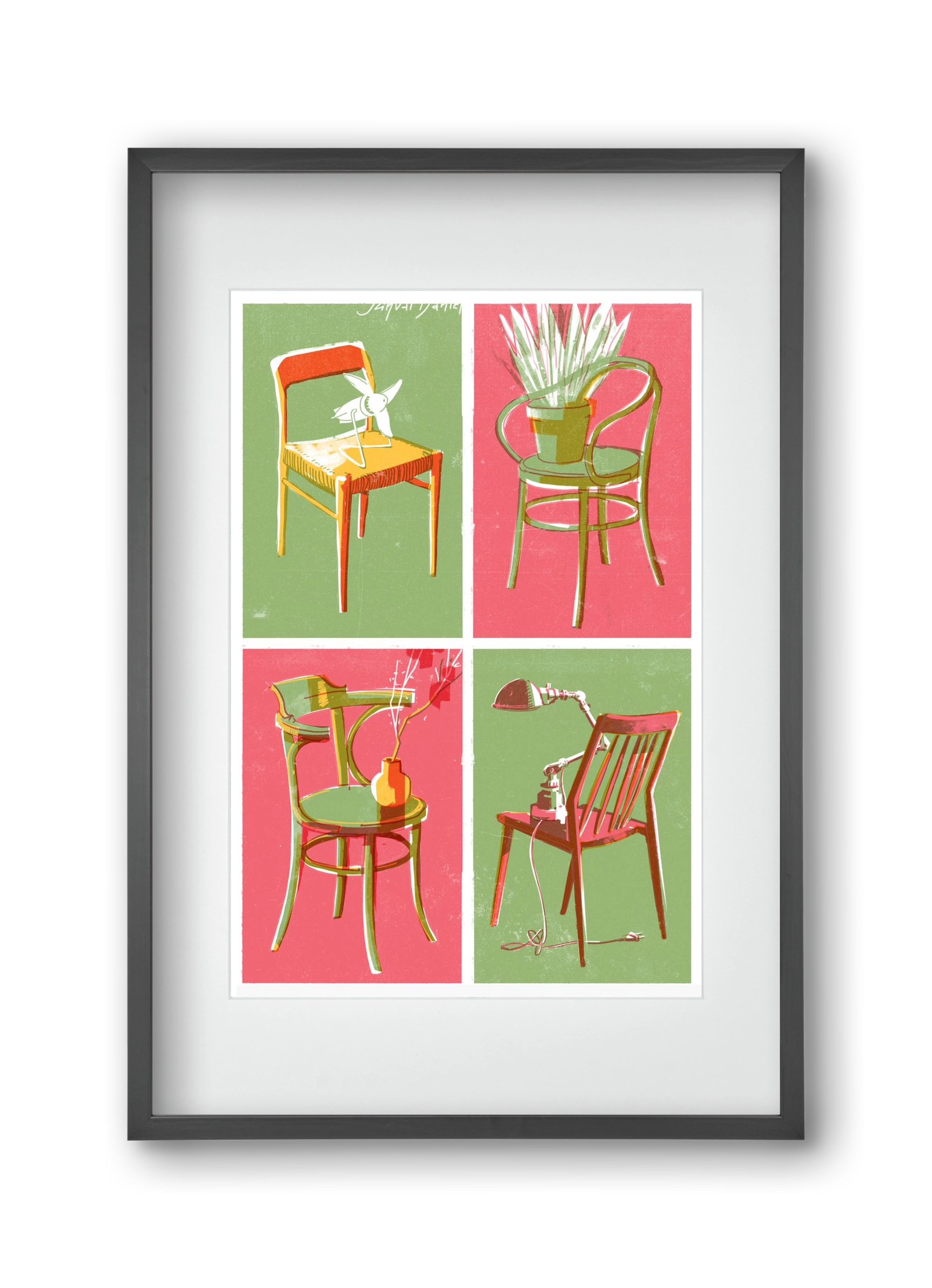 Chairs, 30x45 cm (20x30 cm), Fekete keret, paszpartuval