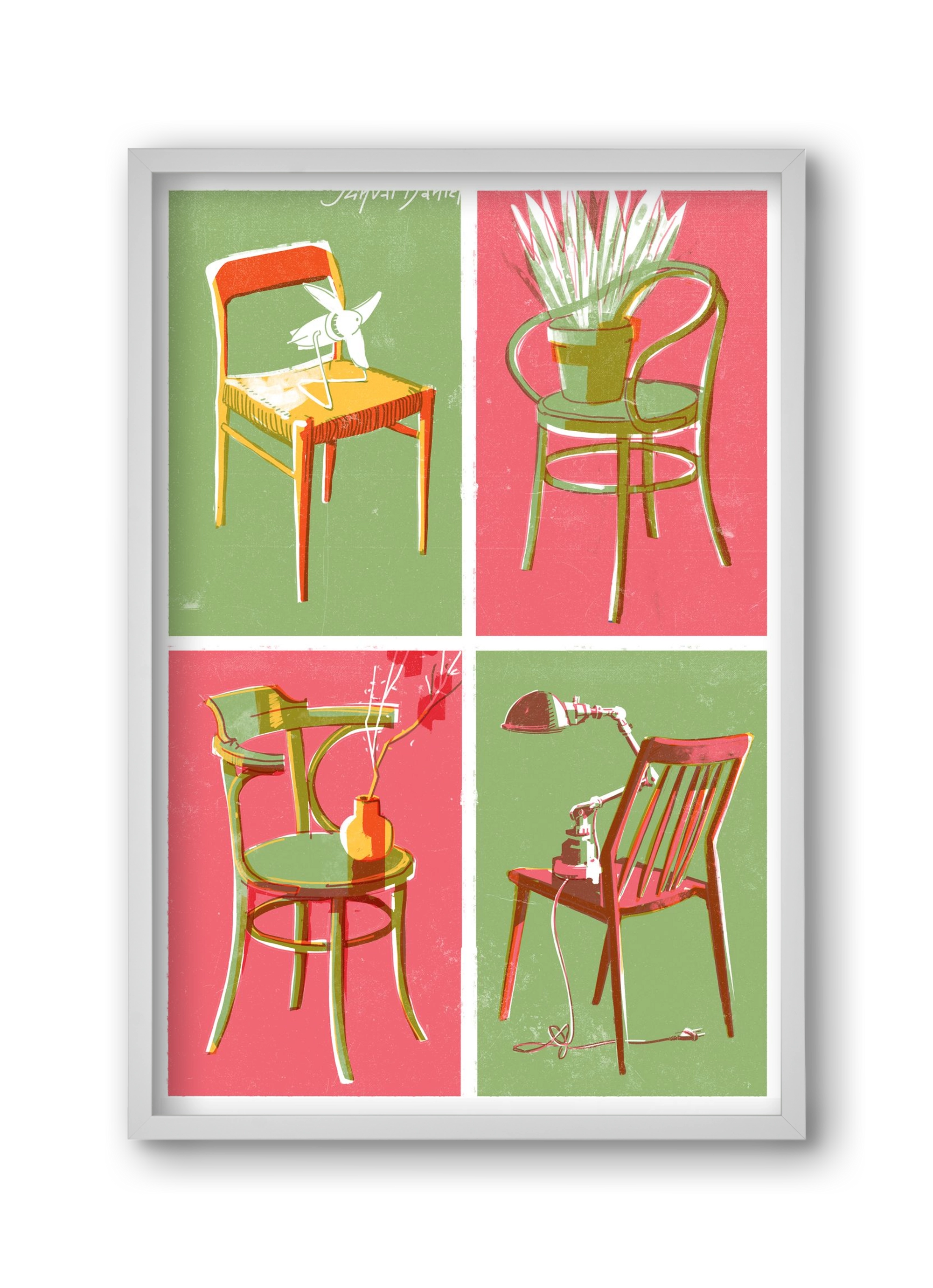 Chairs, 30x45 cm (30x45 cm), Fehér keret