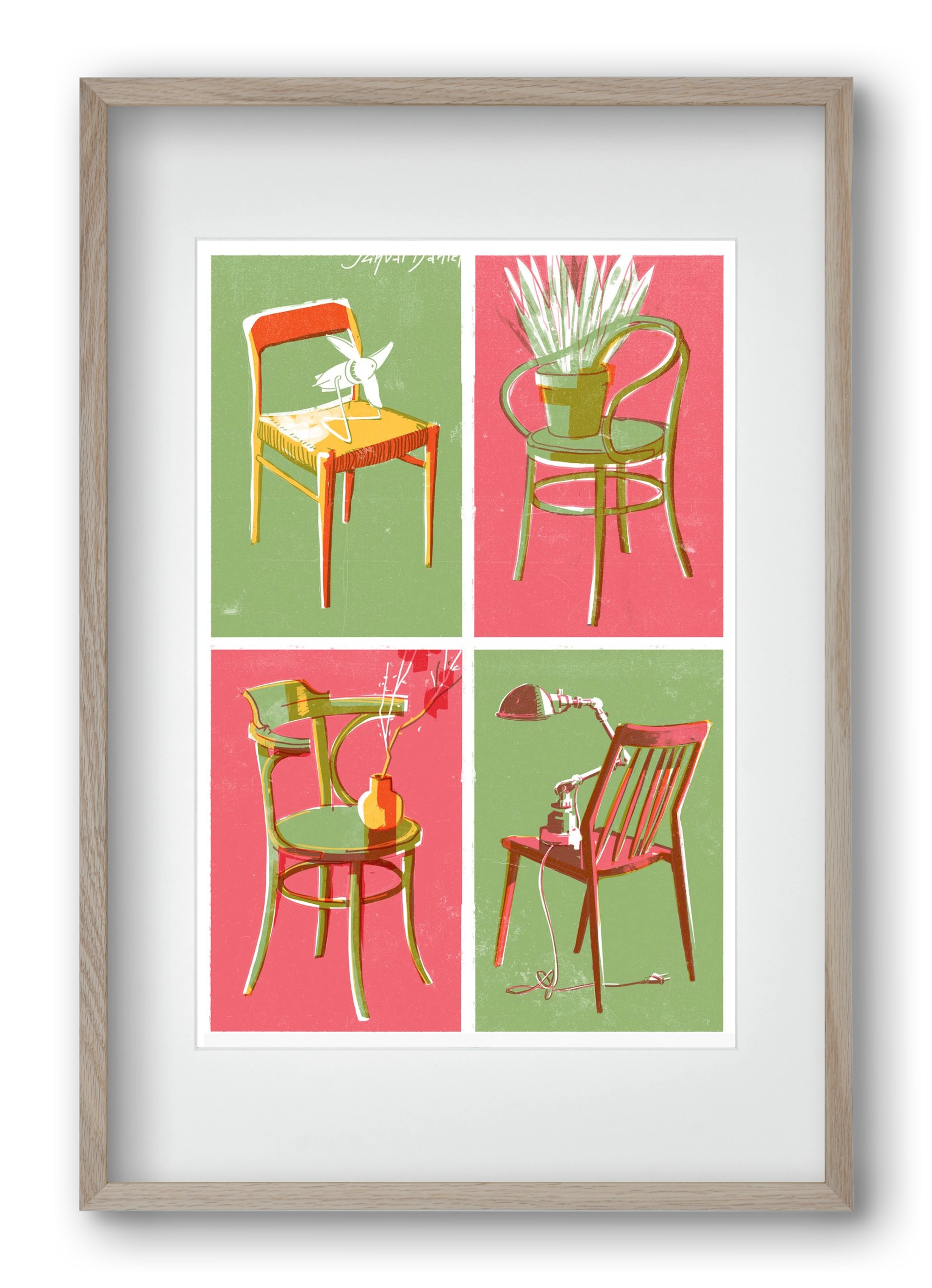 Chairs, 40x60 cm (30x45 cm), Tölgy keret, paszpartuval