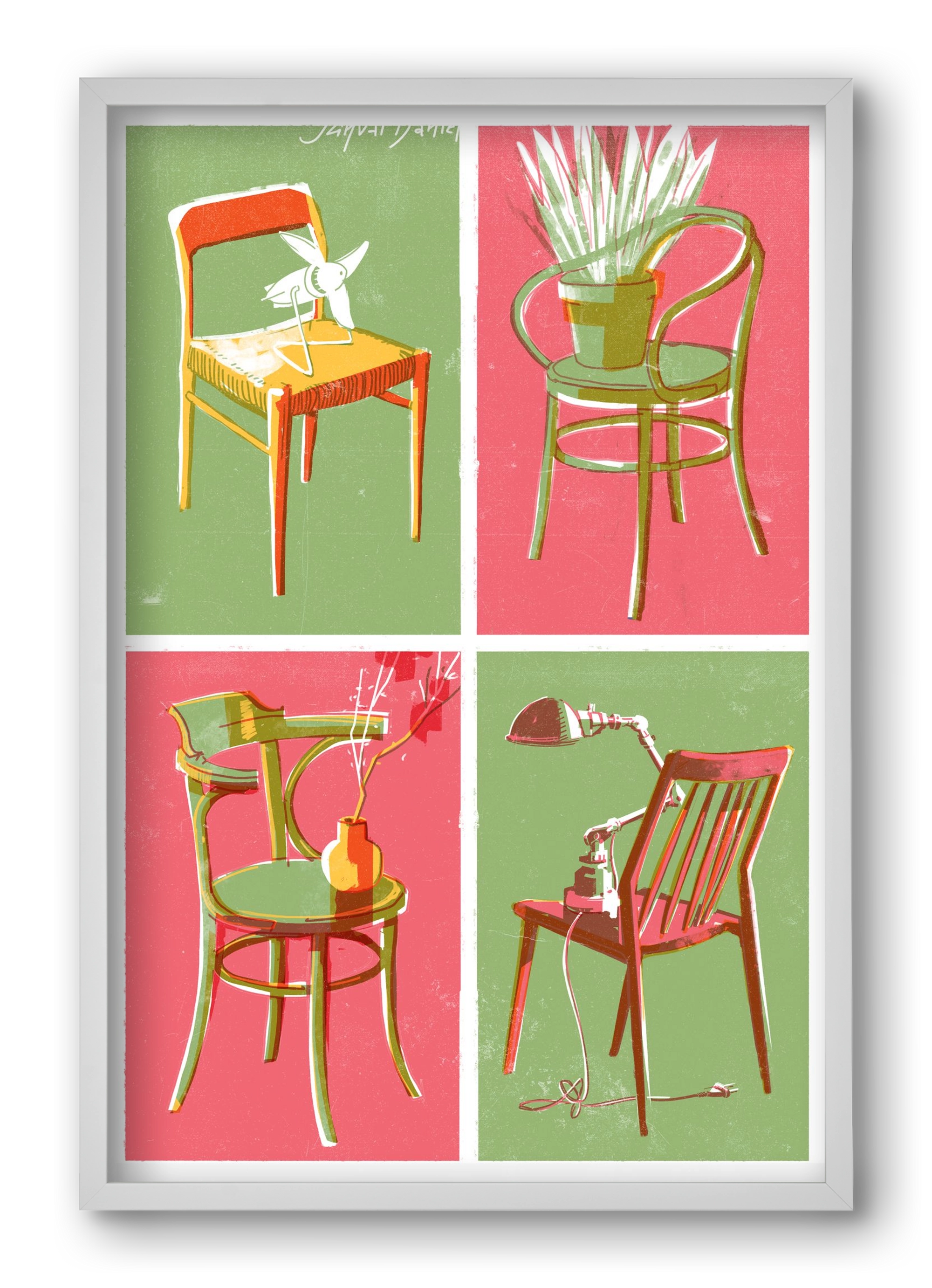 Chairs, 40x60 cm (40x60 cm), Fehér keret